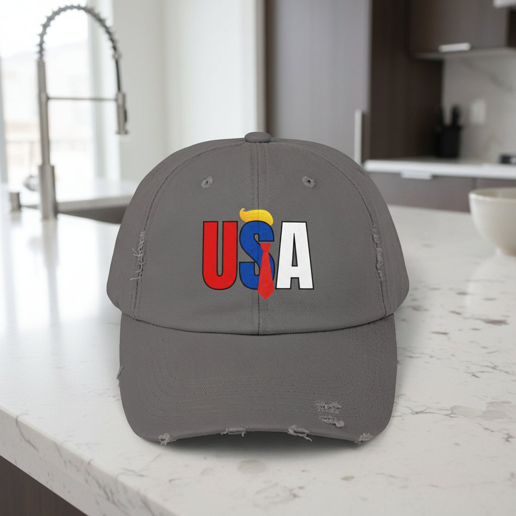 Unisex Trendy Distressed USA Cap