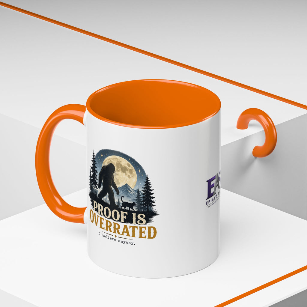 Proof Is Overrated Sasquatch & Black Cat Accent Mug