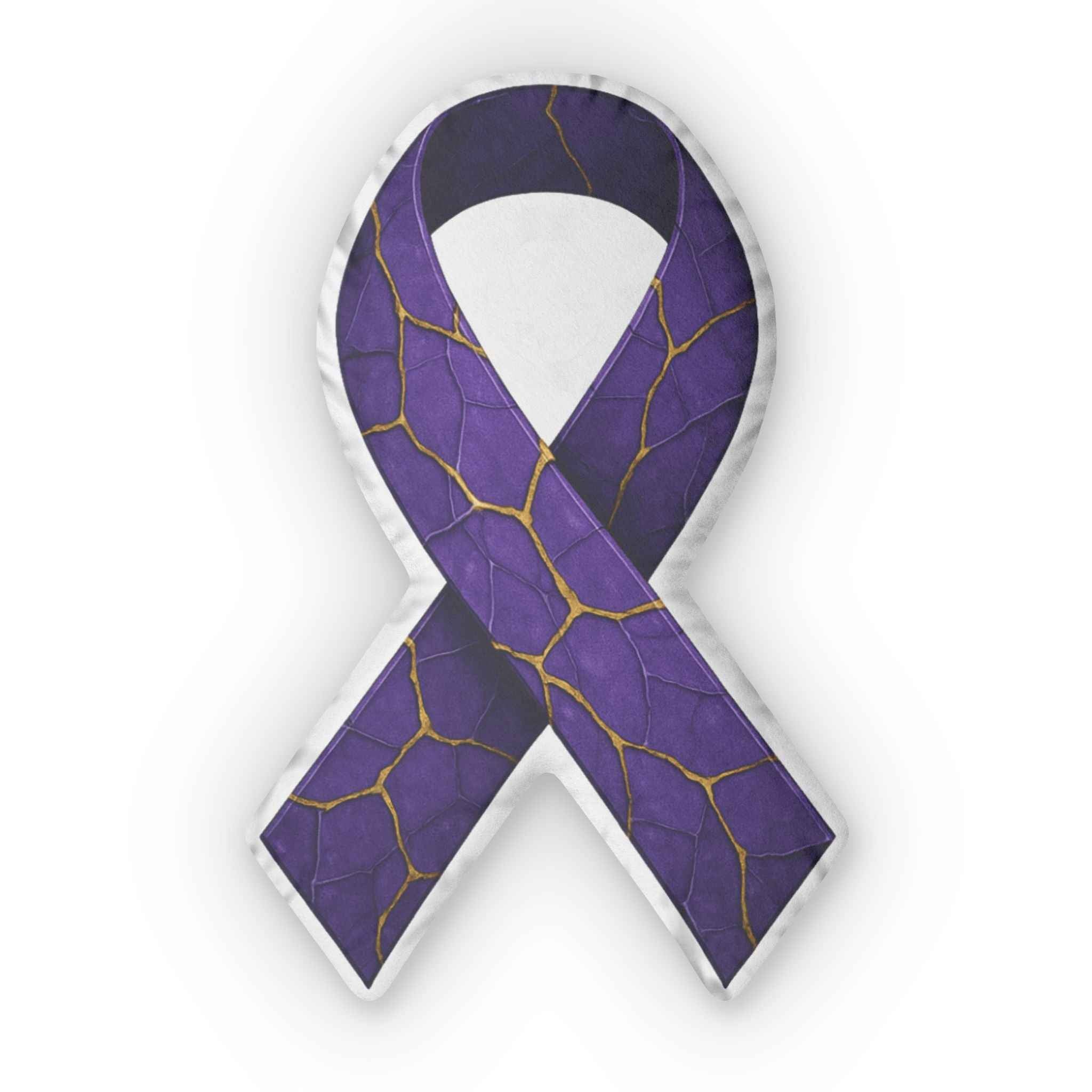 Kintsugi-Style Purple Epilepsy Awareness Ribbon Pillow