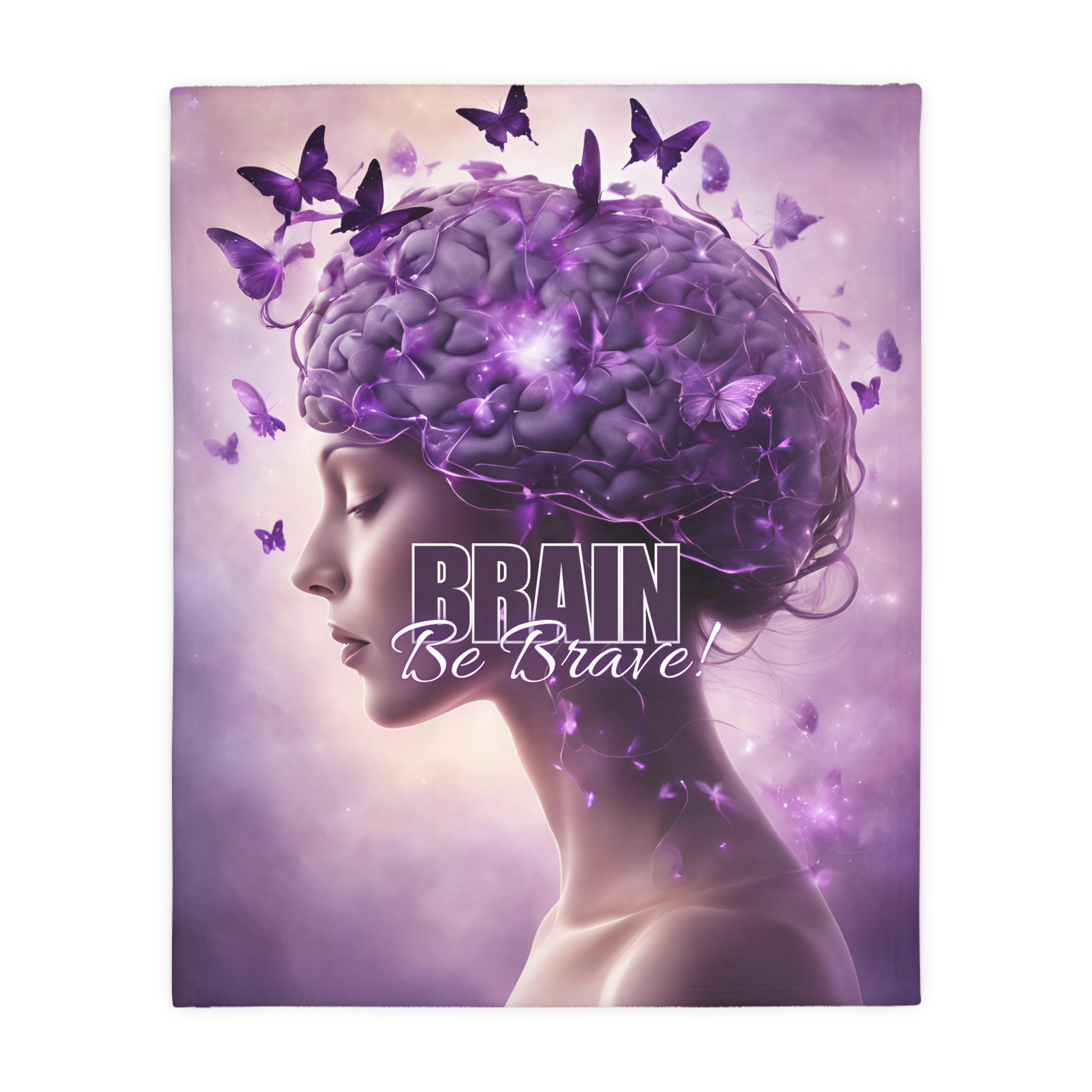Photo depicting the ​Brain Be Brave Velveteen Microfiber Blanket (Two-sided print) from EpiAl's Shop.