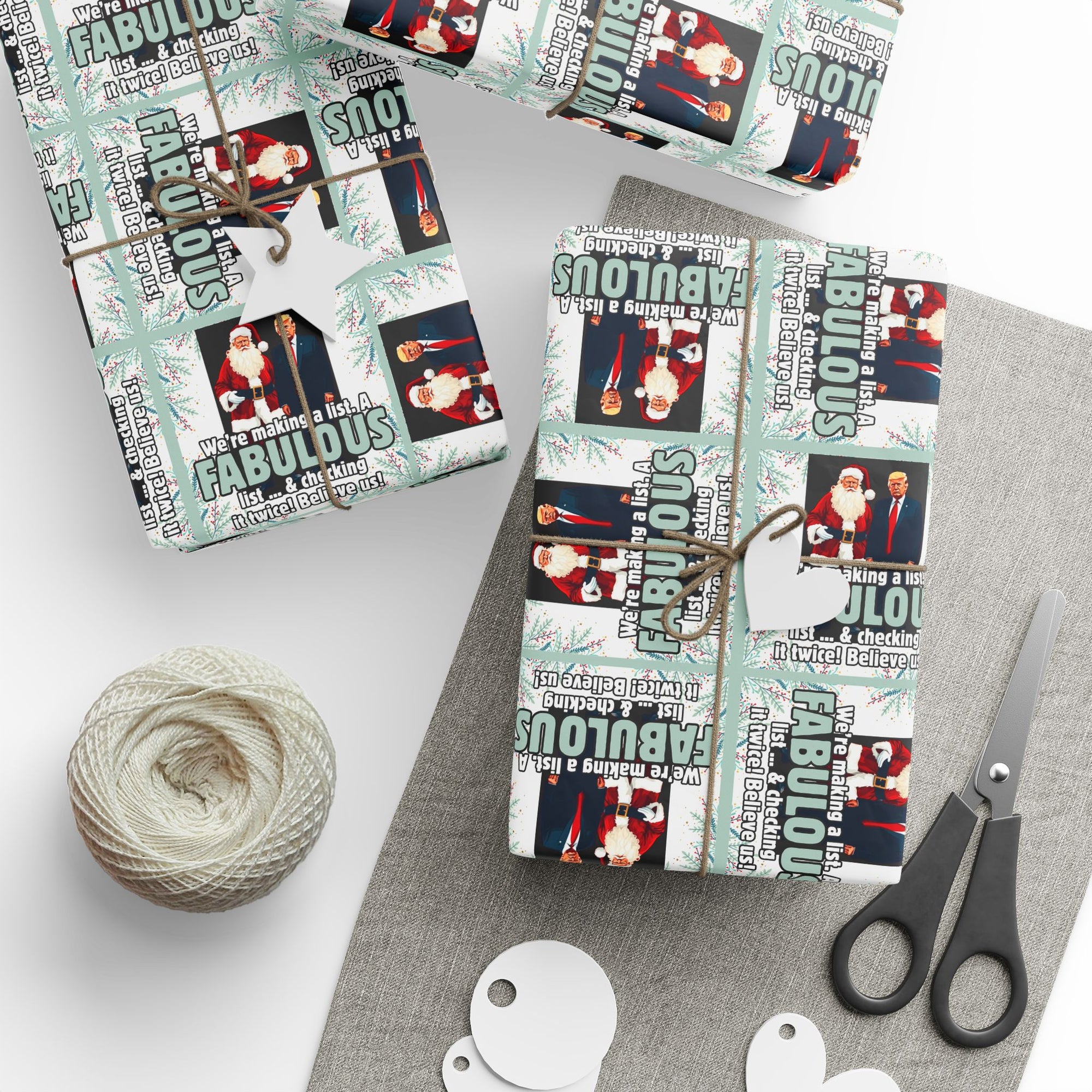 Trump Santa Fabulous List Wrapping Paper Roll