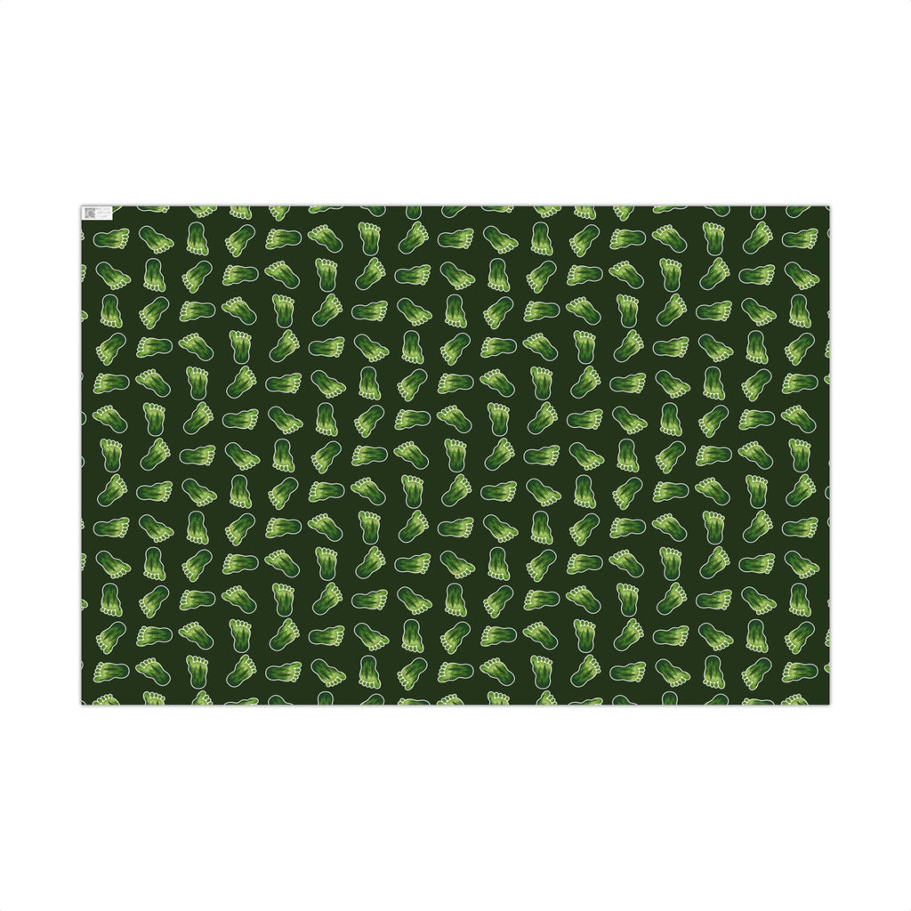 Bigfoot Footprint Wrapping Paper | Sasquatch Forest Gift Wrap | Cryptid All-Occasion Paper