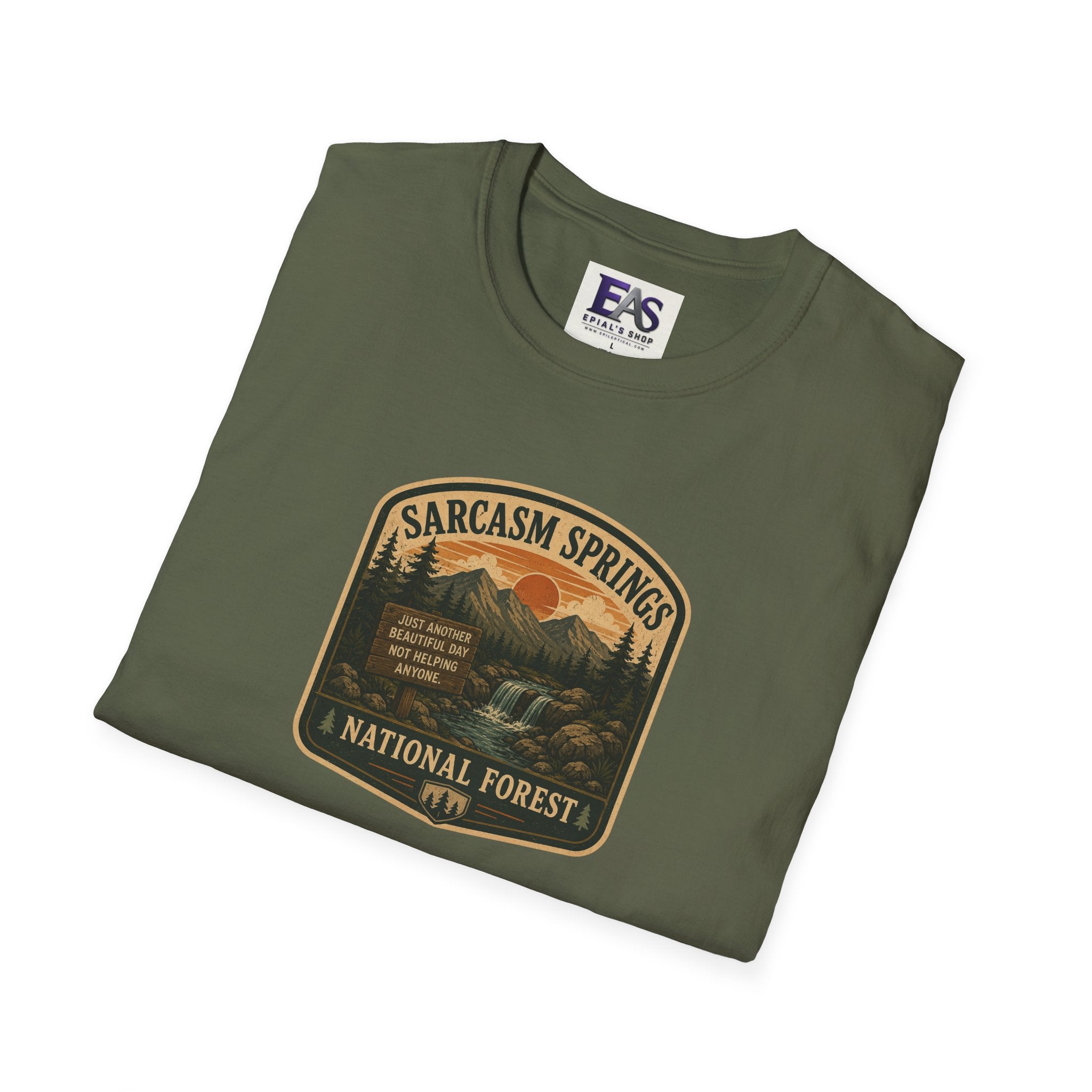 Sarcasm Springs National Forest Unisex T-Shirt | Funny Retro Outdoors Graphic Tee