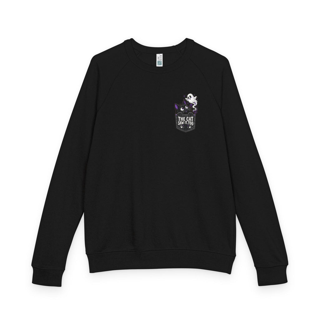 The Cat Saw It, Too Halloween Pocket Crewneck Sweatshirt