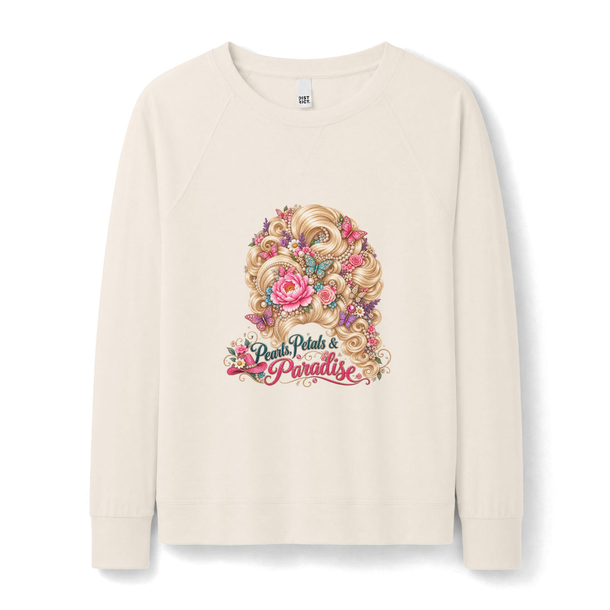 Pearls, Petals & Paradise Lightweight Crewneck Sweatshirt | Country Glam Floral Bouffant Pullover