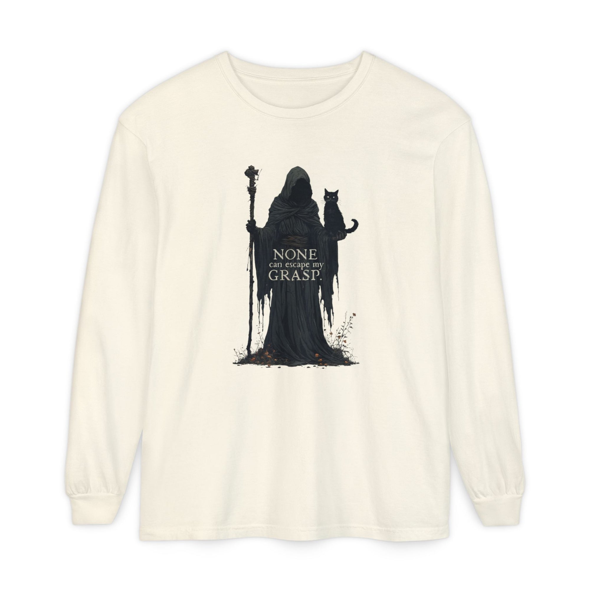 Grim Reaper with Cat Long Sleeve T-Shirt