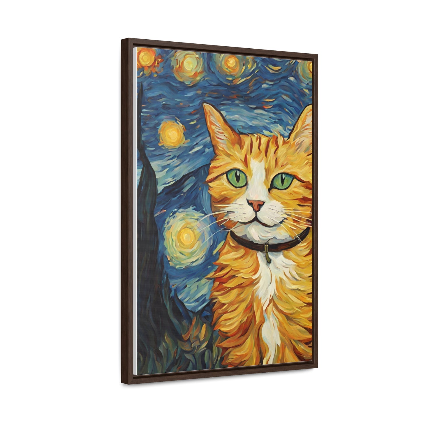 Van Gogh Style Cat Gallery Canvas Wraps, Vertical Frame