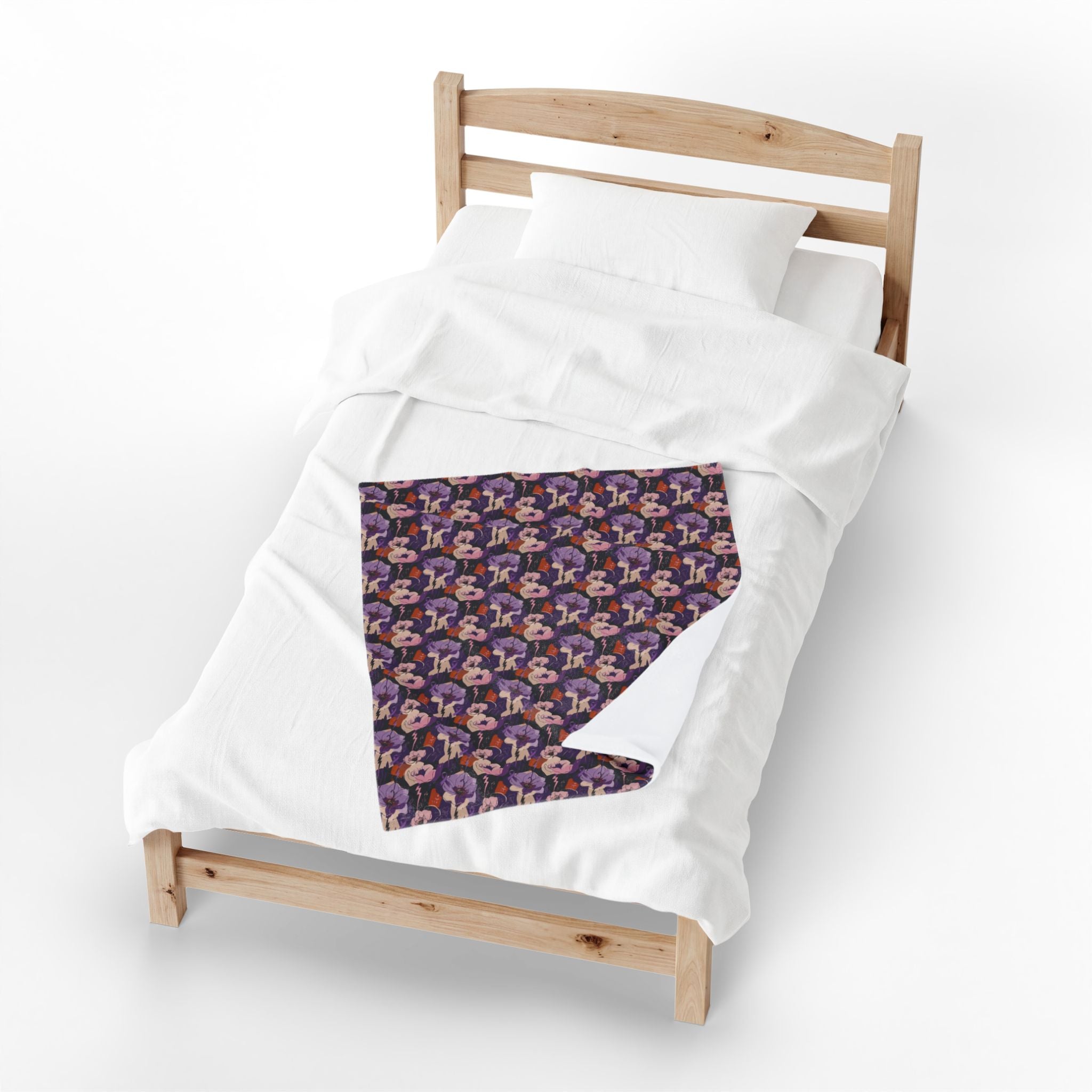Epilepsy Awareness Floral Plush Blanket | Purple Ribbon Throw Blanket