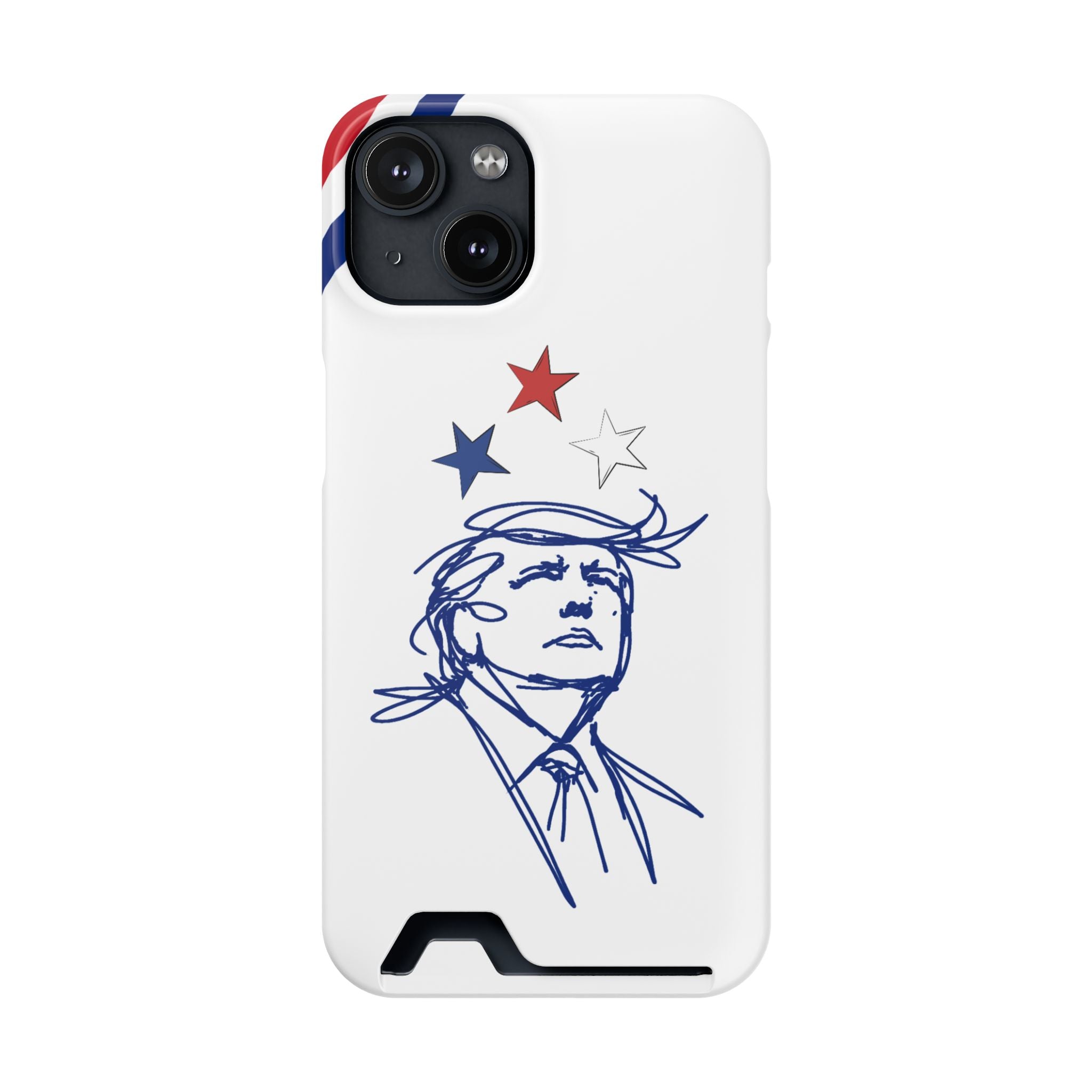 Swoop Guy iPhone Case – Minimal Line Portrait Patriotic Design, Slim Protective Case with Card Slot