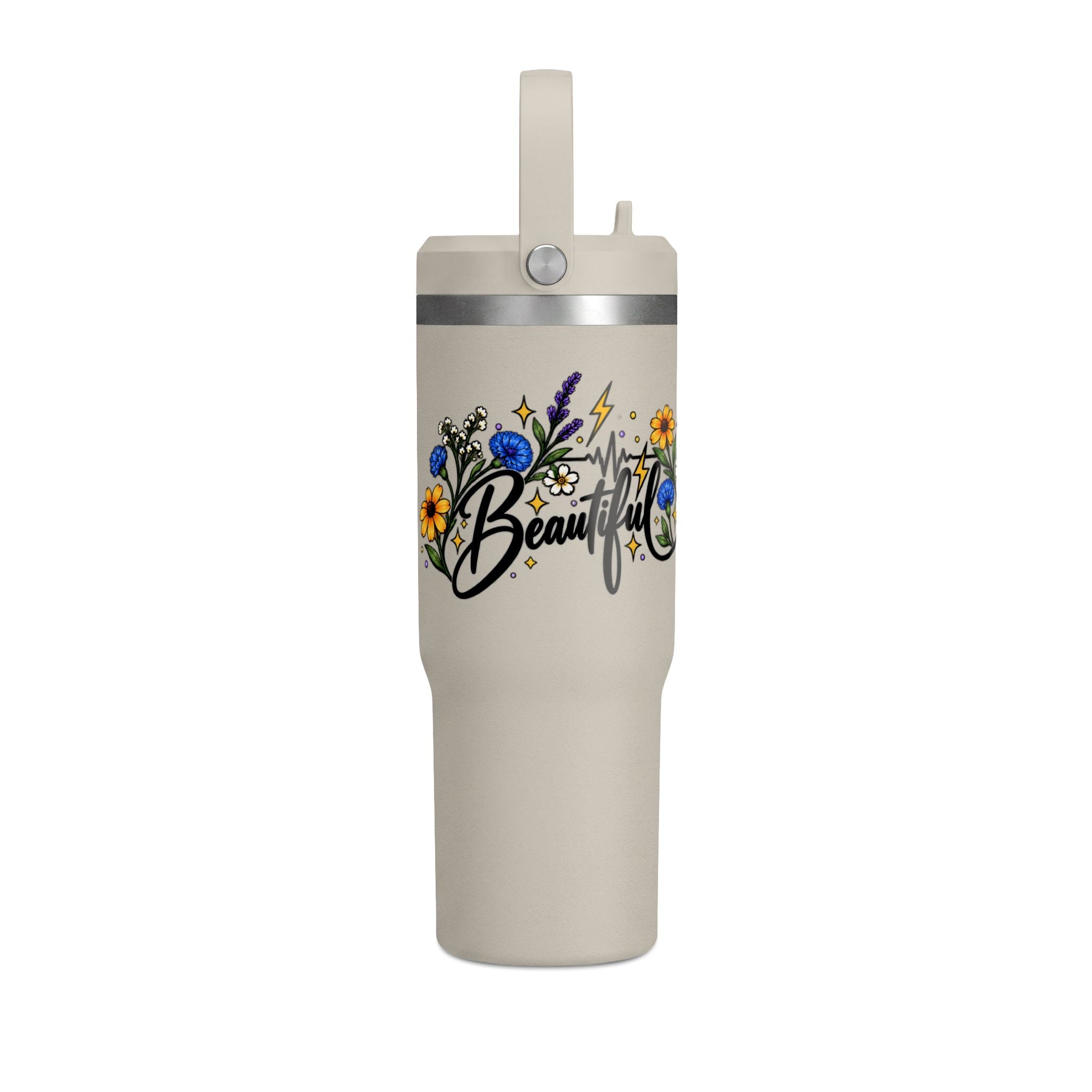 Beautifully Electric 32 oz Tumbler | Epilepsy Awareness Floral Travel Cup