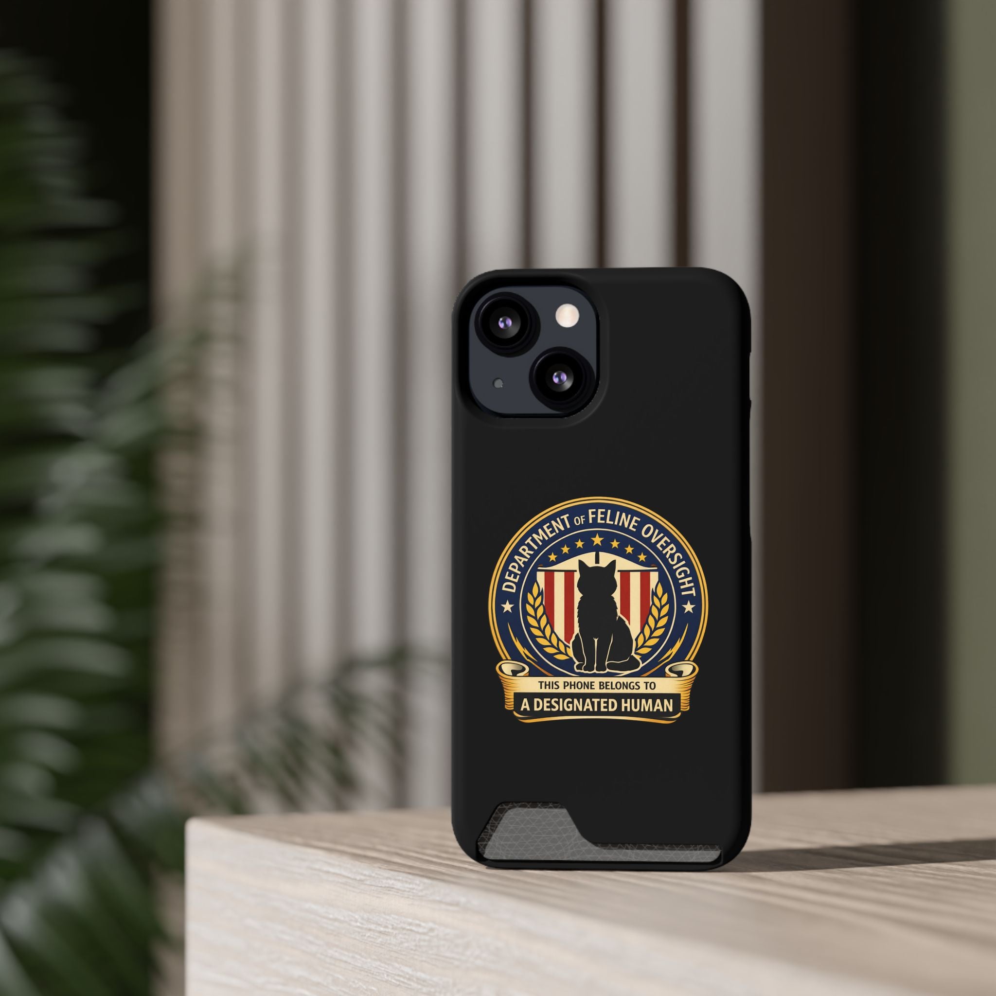 Department of Feline Oversight Samsung Galaxy Case – “Designated Human” Cat Seal, Slim Protective Case with Card Slot