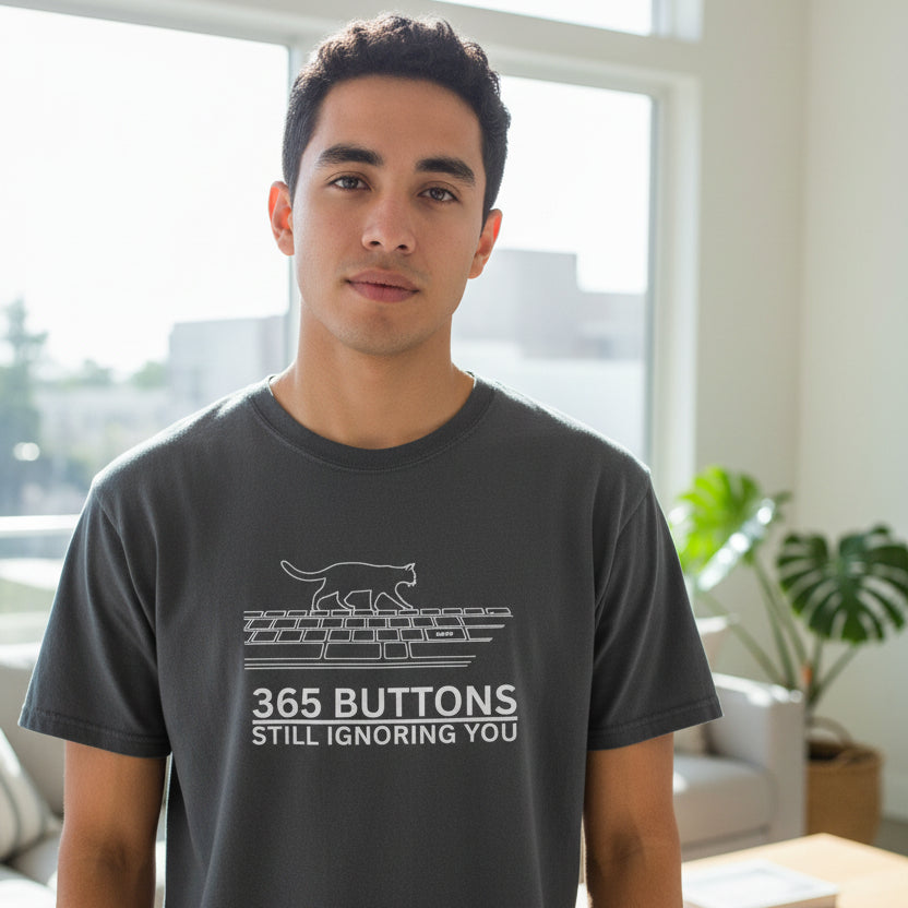 365 Buttons Still Ignoring You – Cat Keyboard T-Shirt