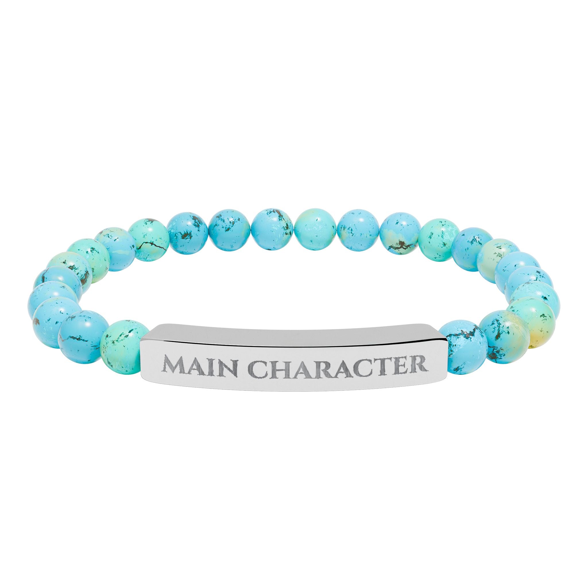 Main Character Natural Stone Engraved Bar Bracelet