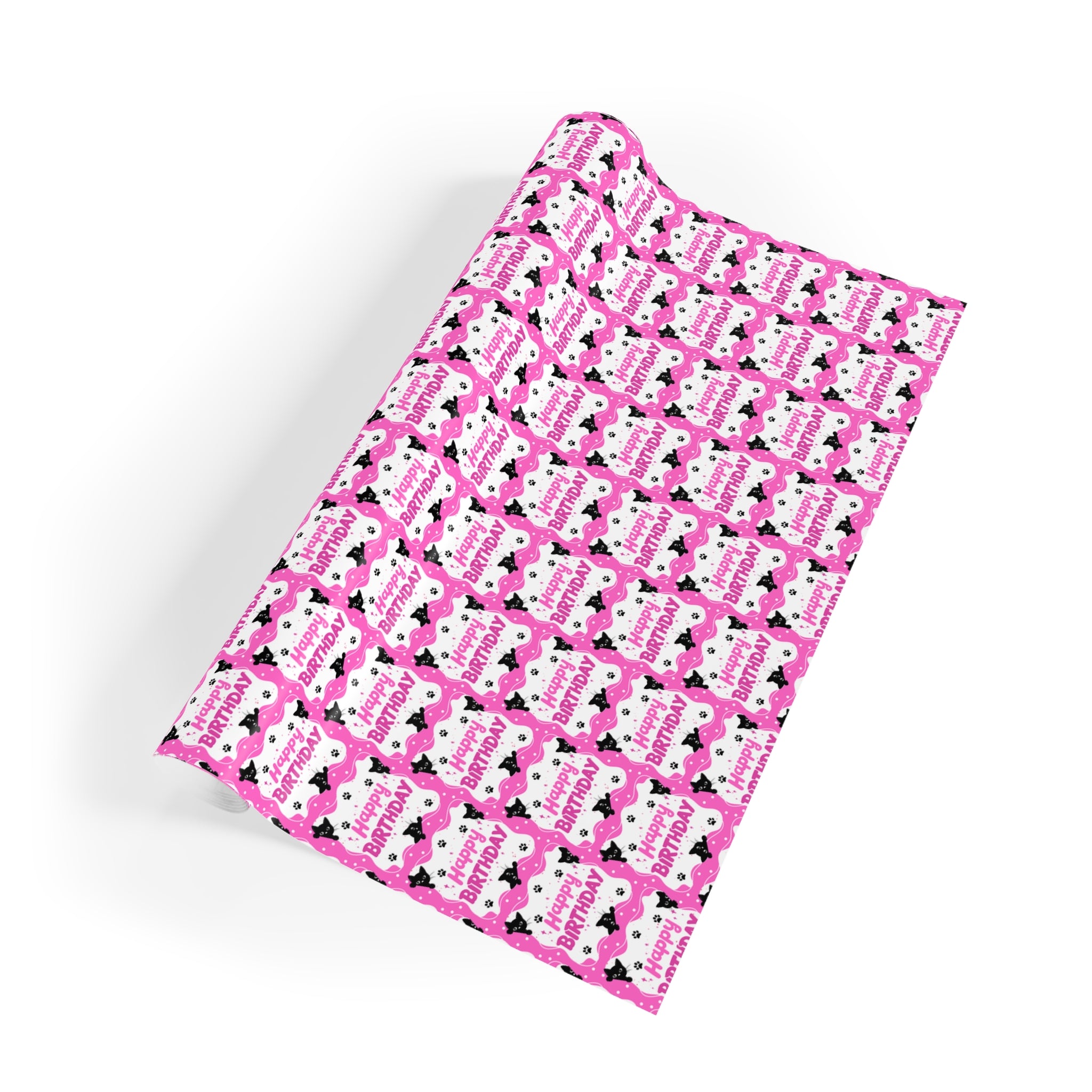 Pink Peeky Kitty Birthday Gift Wrapping Paper Rolls, 1pc - EpiAl's Shop
