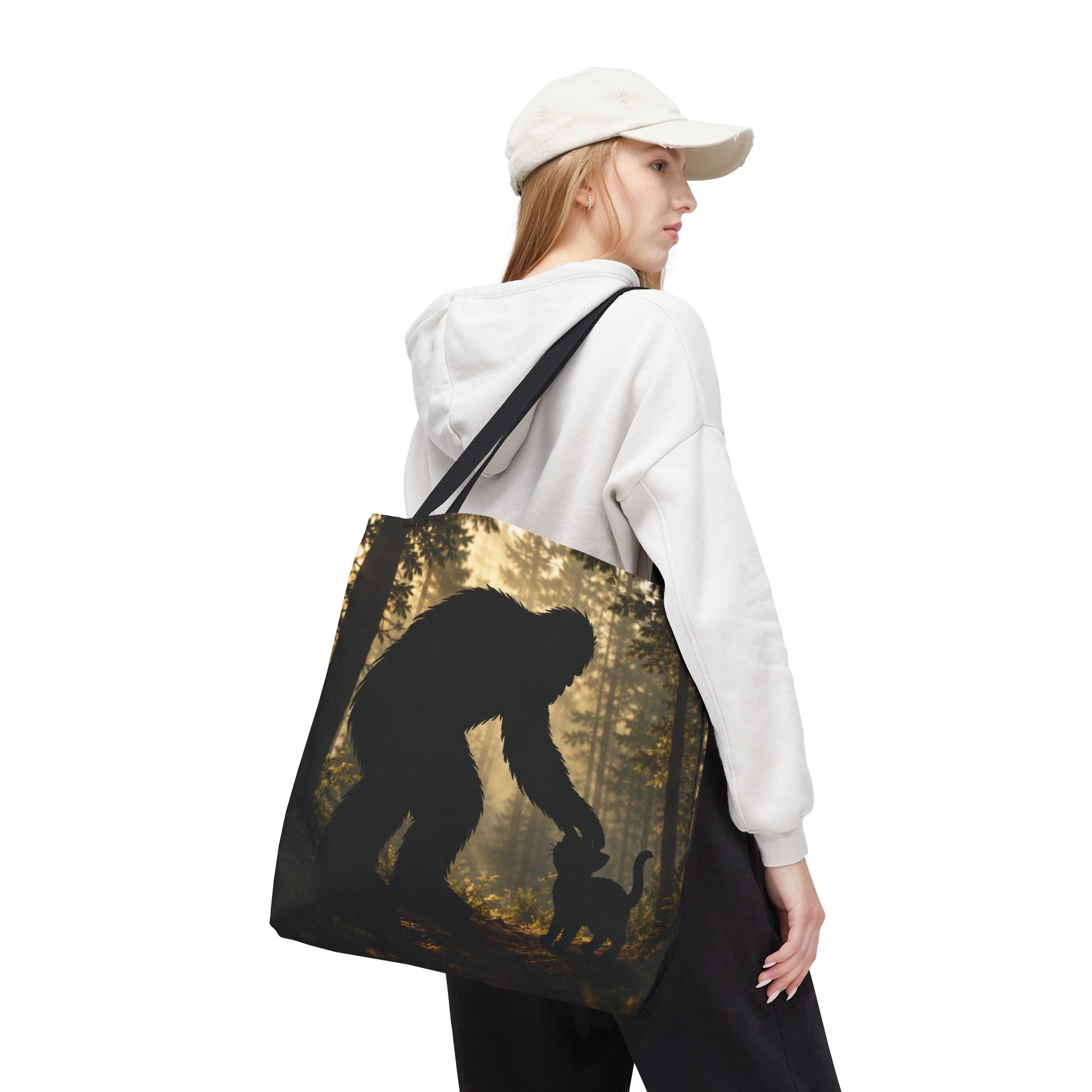 The Cat Saw It, Too Bigfoot & Cat Tote Bag
