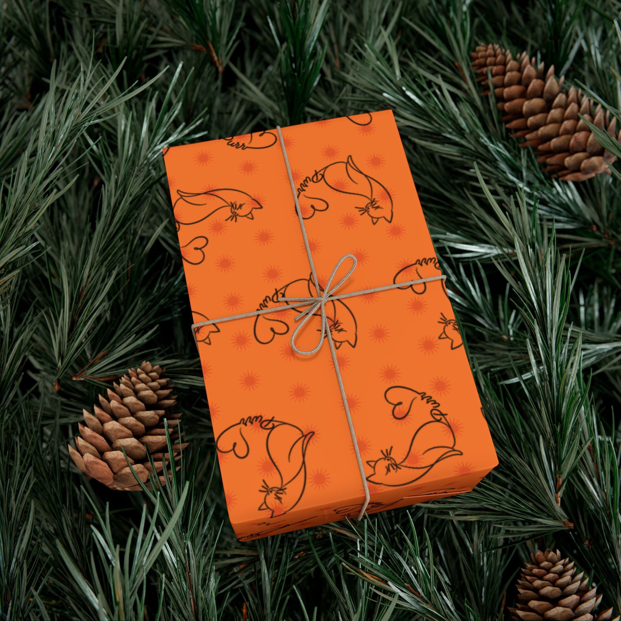 Purr Pattern All-Occasion Gift Wrap – Cat Line Art Wrapping Paper
