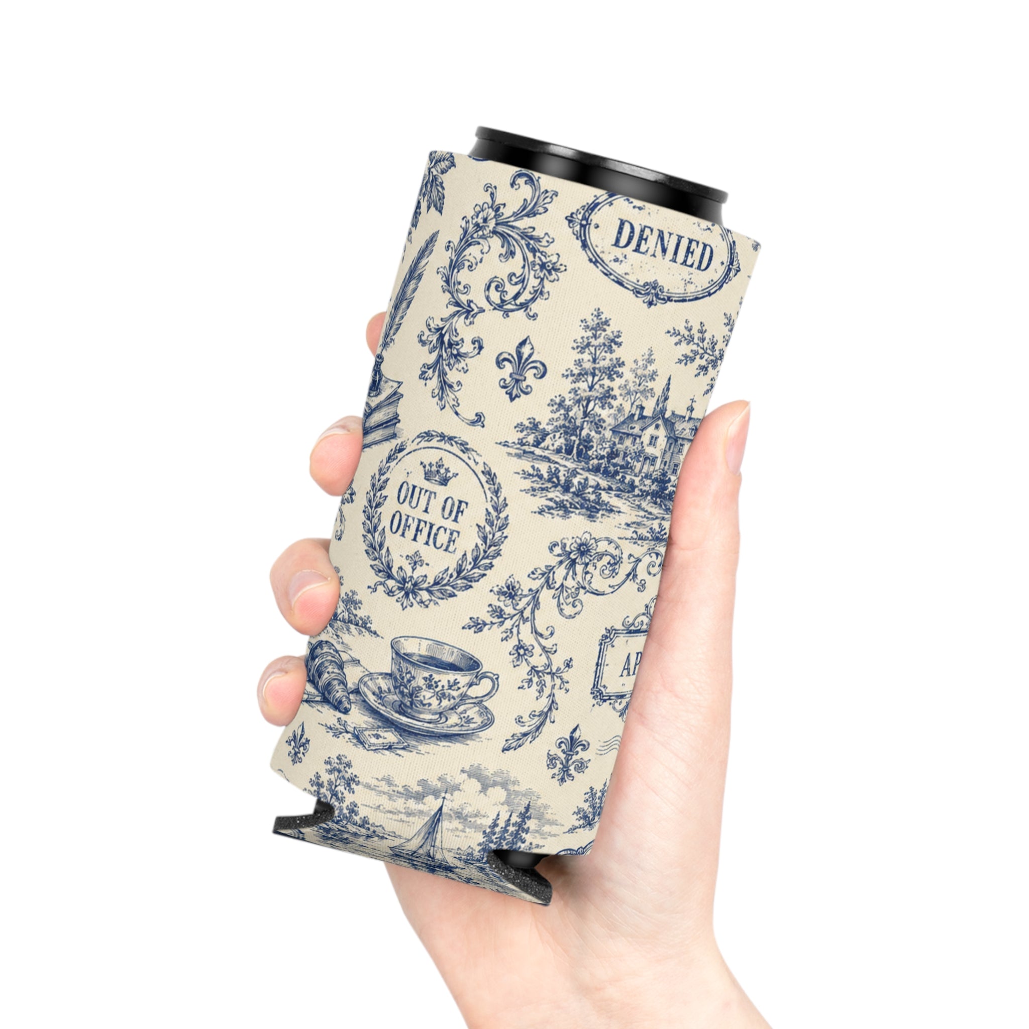 Out of Office Toile Can Cooler