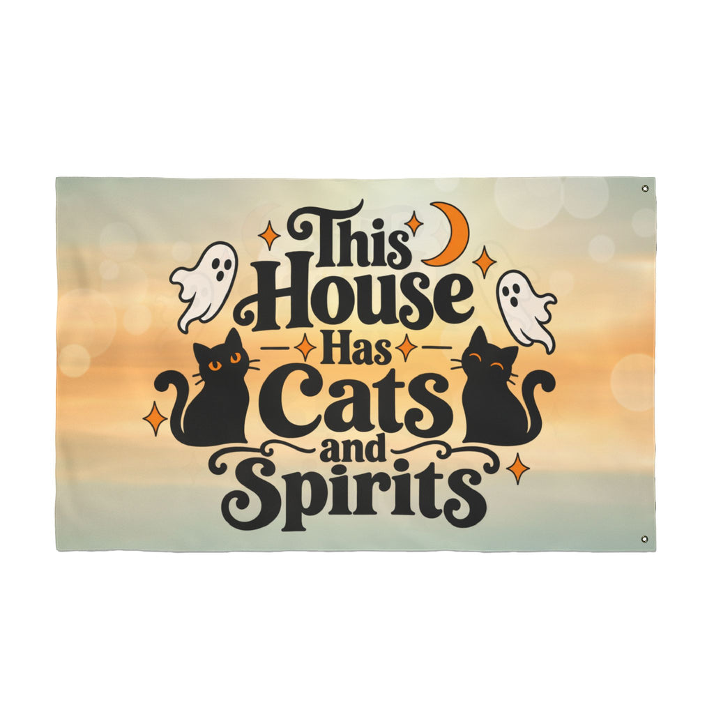 This House Has Cats and Spirits Double-Sided Flag
