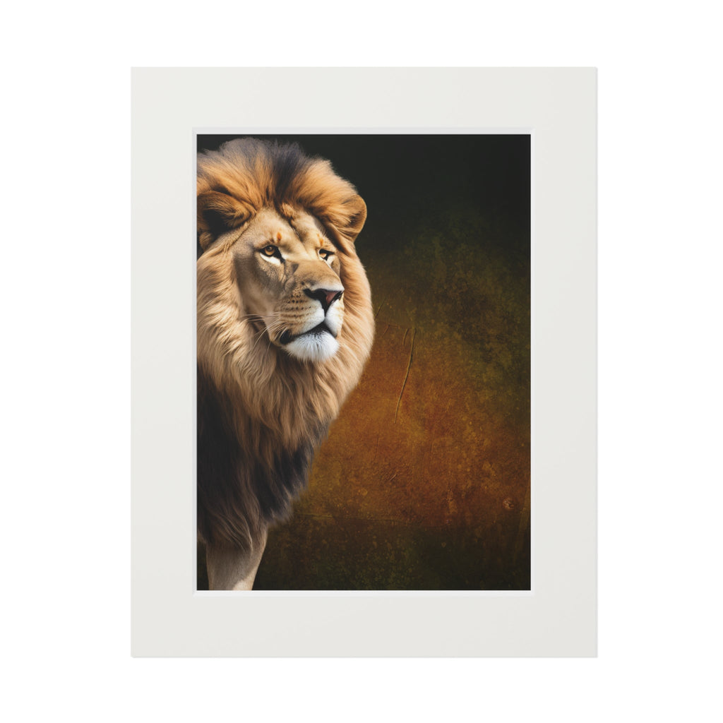 Majestic Lion Fine Art Print with Passepartout Frame Printify