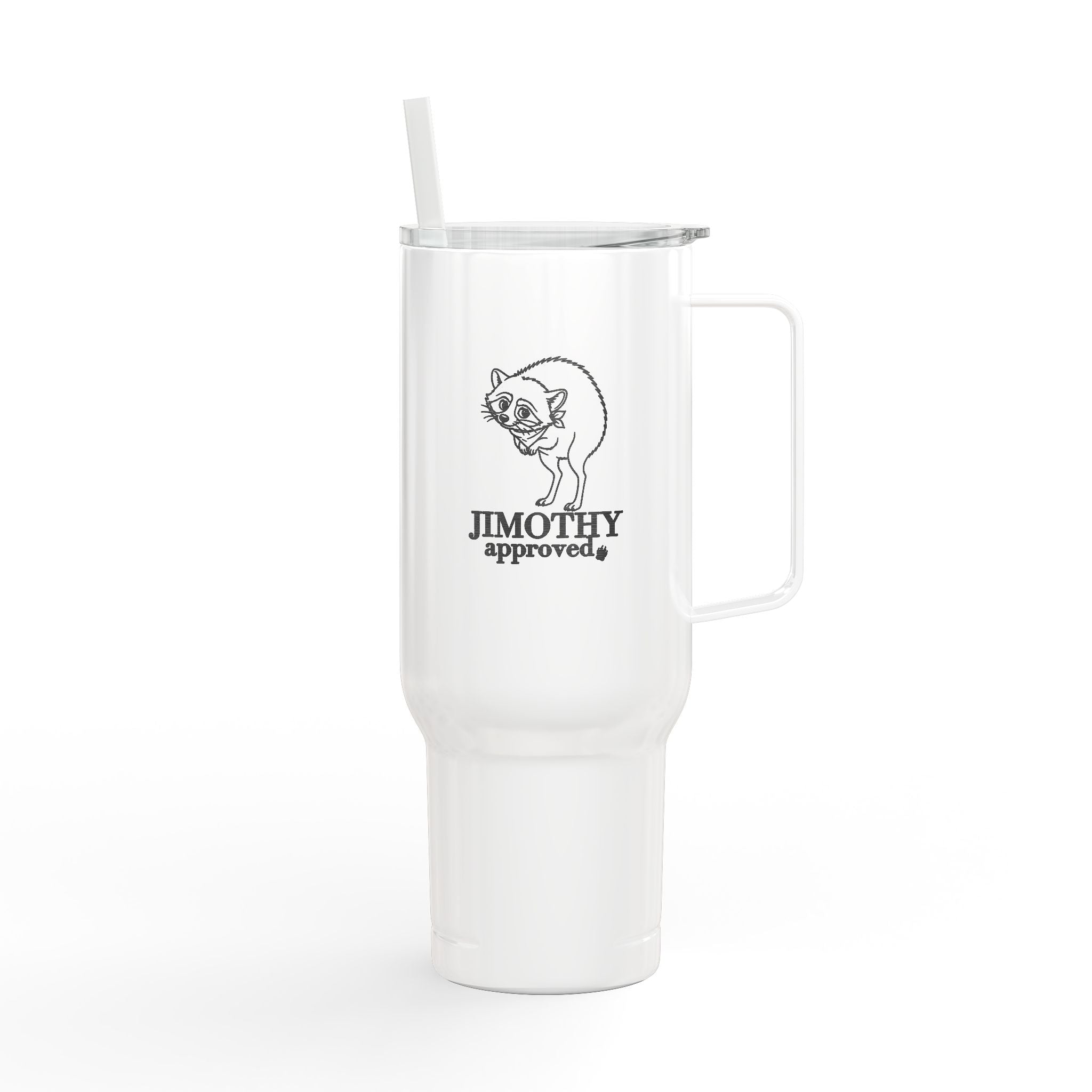Jimothy Approved 40 oz Engraved Insulated Tumbler with Handle and Straw