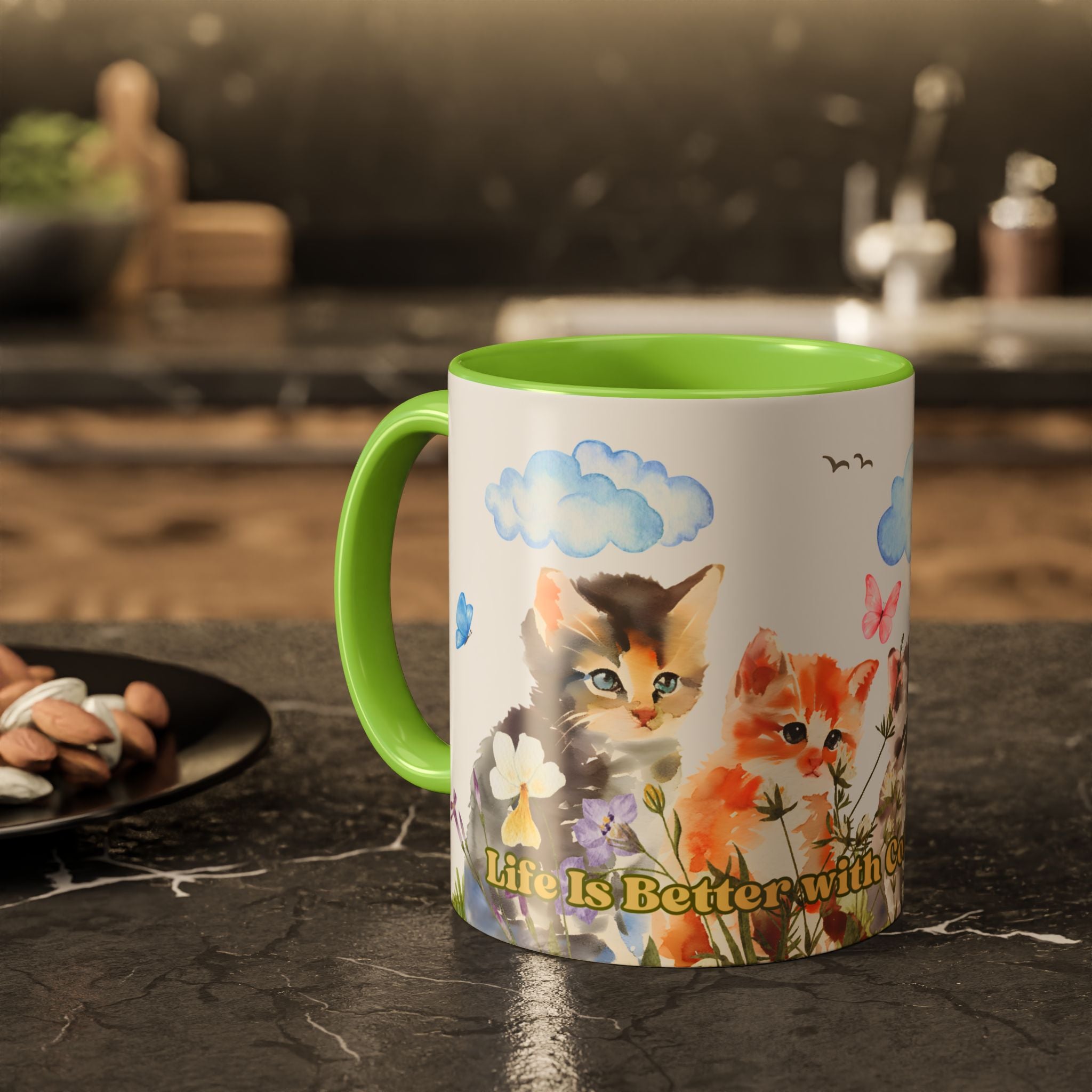 Life Is Better with Coffee and Cats Ceramic Mug
