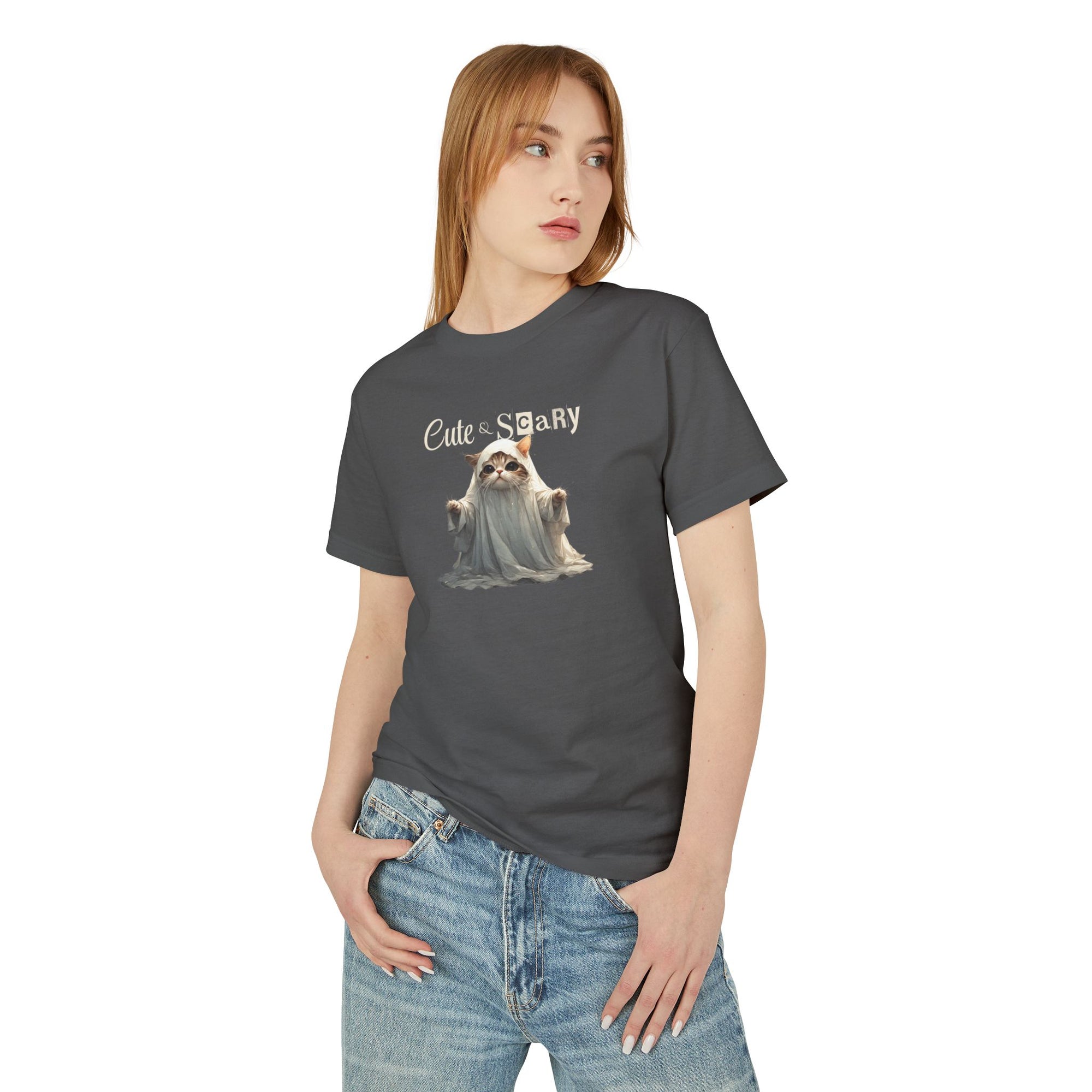 Cute & Scary Ghost Kitty Unisex Tee, Halloween Shirt