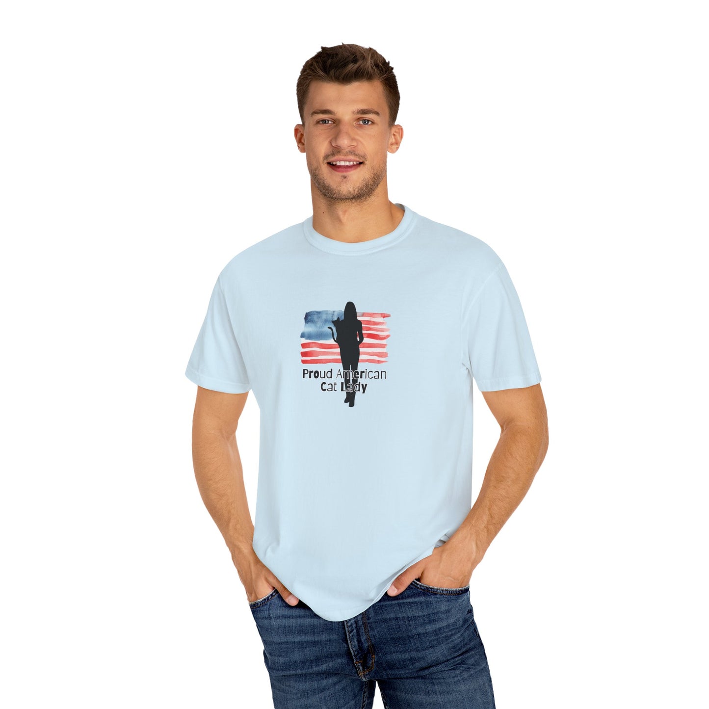 Proud American Cat Lady T-Shirt - Casual Unisex Tee for Cat Lovers