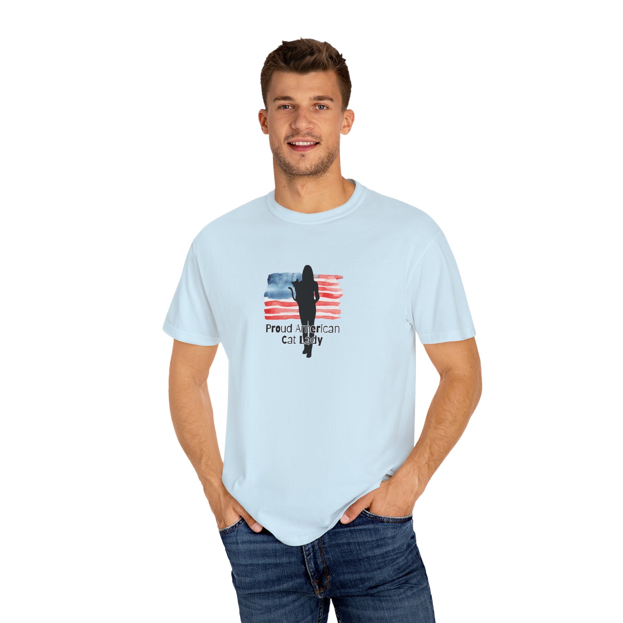 Proud American Cat Lady T-Shirt - Casual Unisex Tee for Cat Lovers