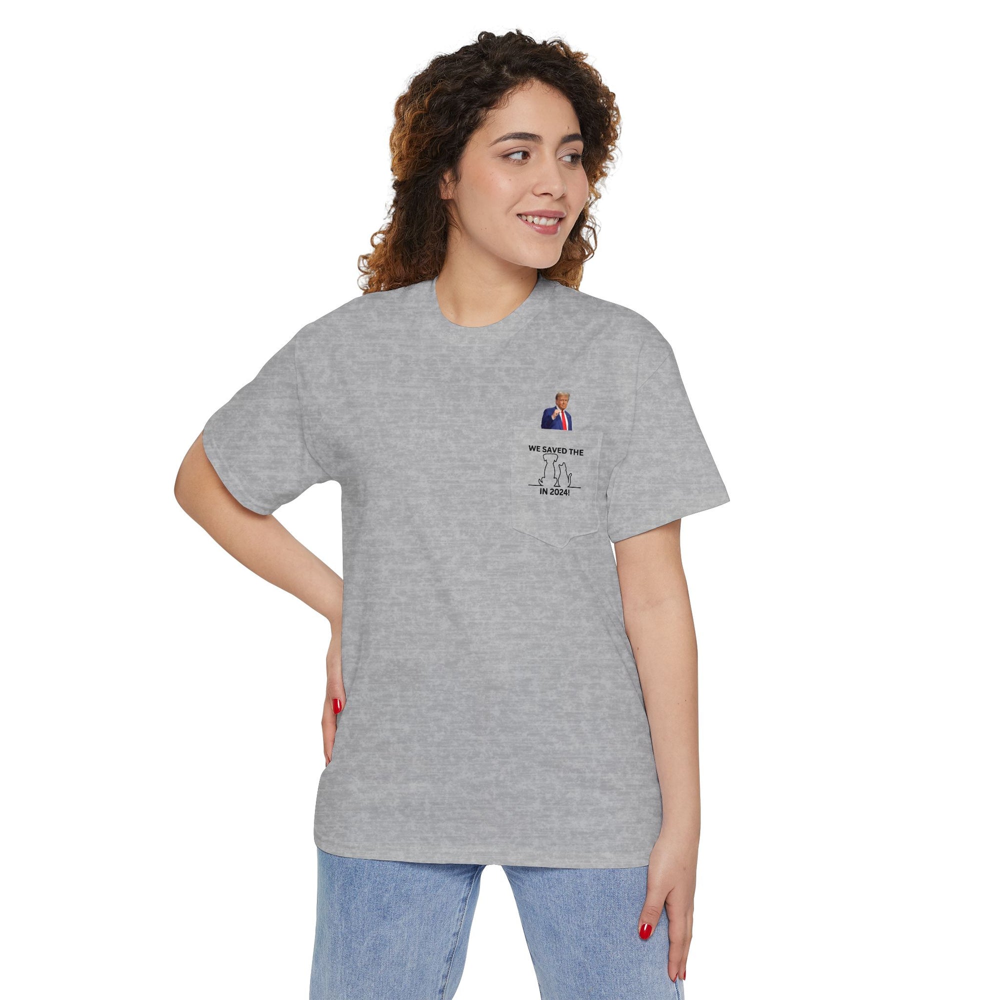 Trump - Saved the Cats & Dogs Unisex Heavy Cotton Pocket Tee