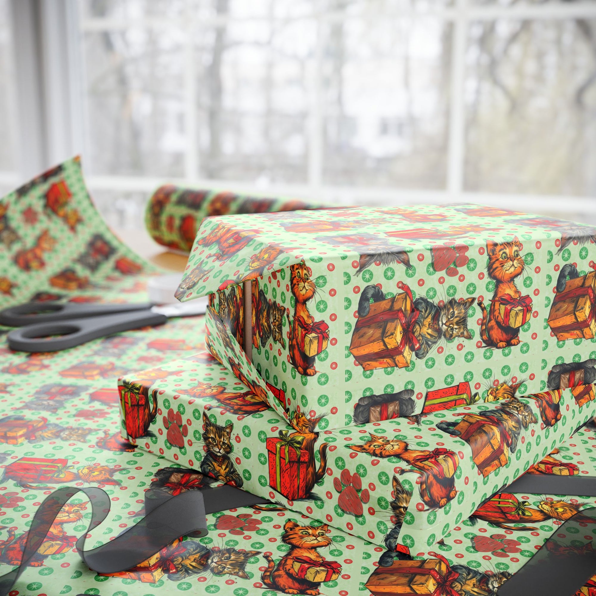Vintage Cats Christmas Wrapping Papers