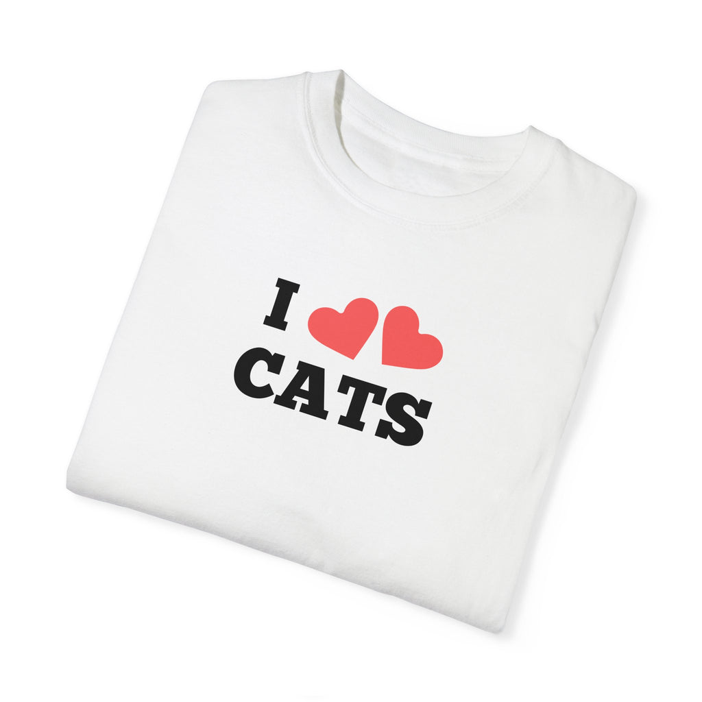 I Heart Cats Unisex Garment - Dyed T - shirt - T - Shirt - Epileptic Al’s Shop