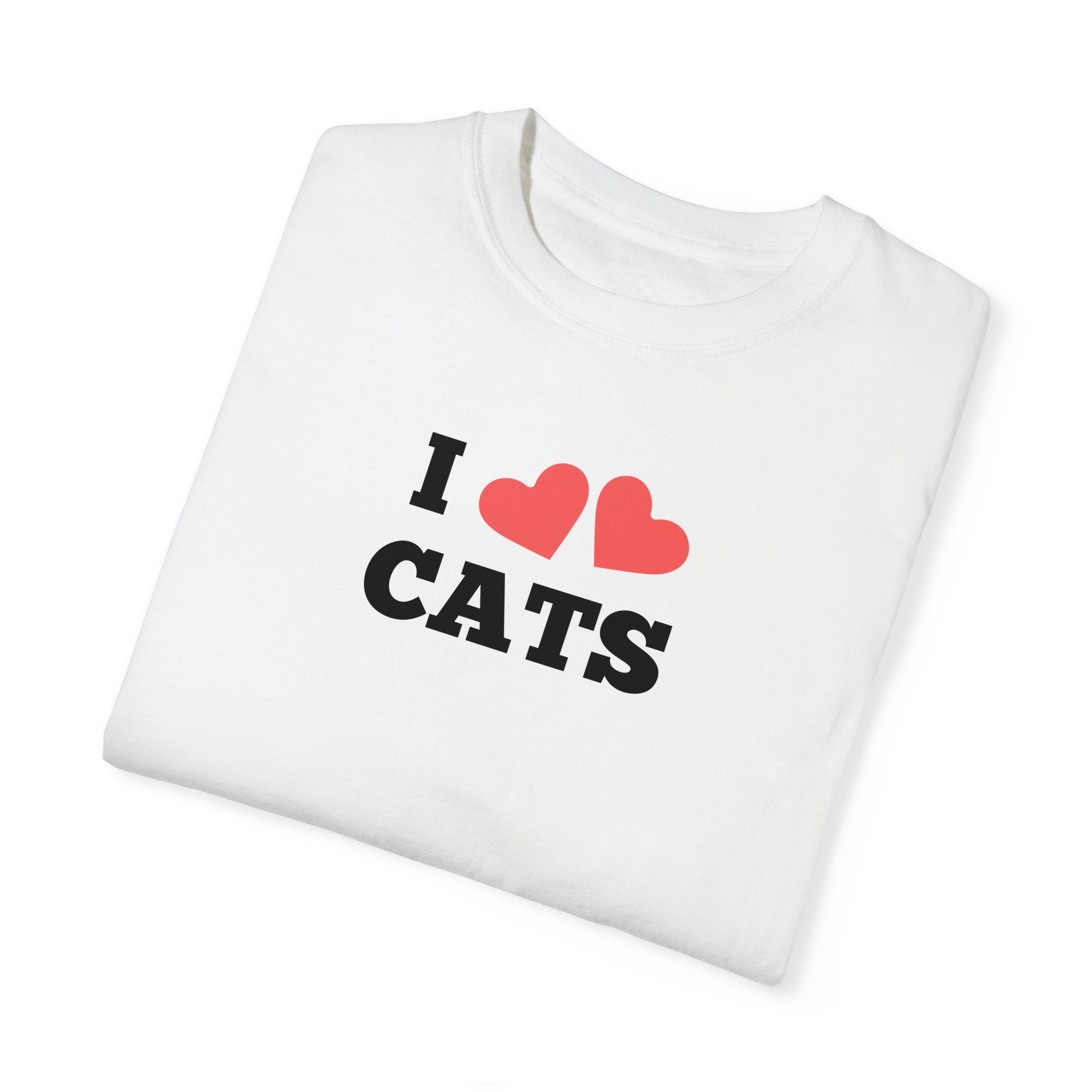 I Heart Cats Unisex Garment - Dyed T - shirt - T - Shirt - Epileptic Al’s Shop