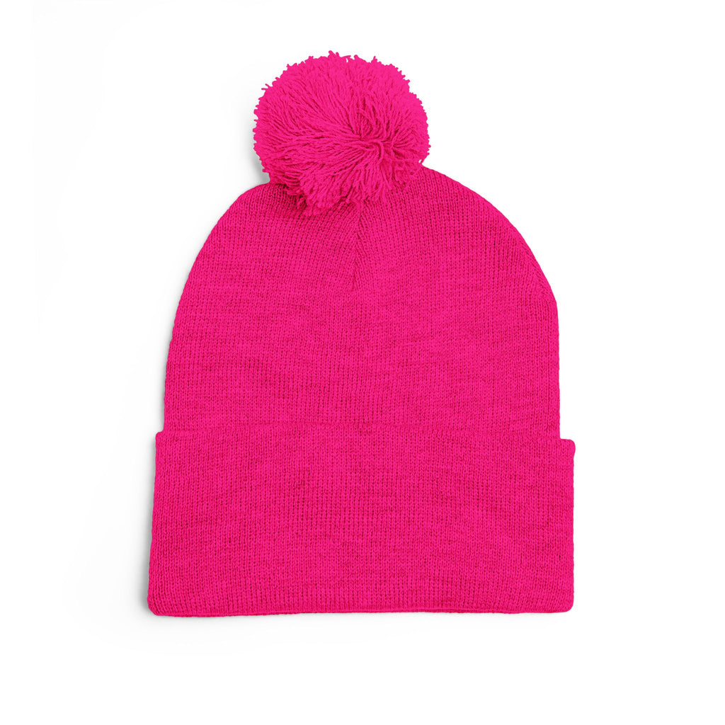 Still Here Pom-Pom Beanie – Epilepsy Awareness Knit Hat with Purple Ribbon