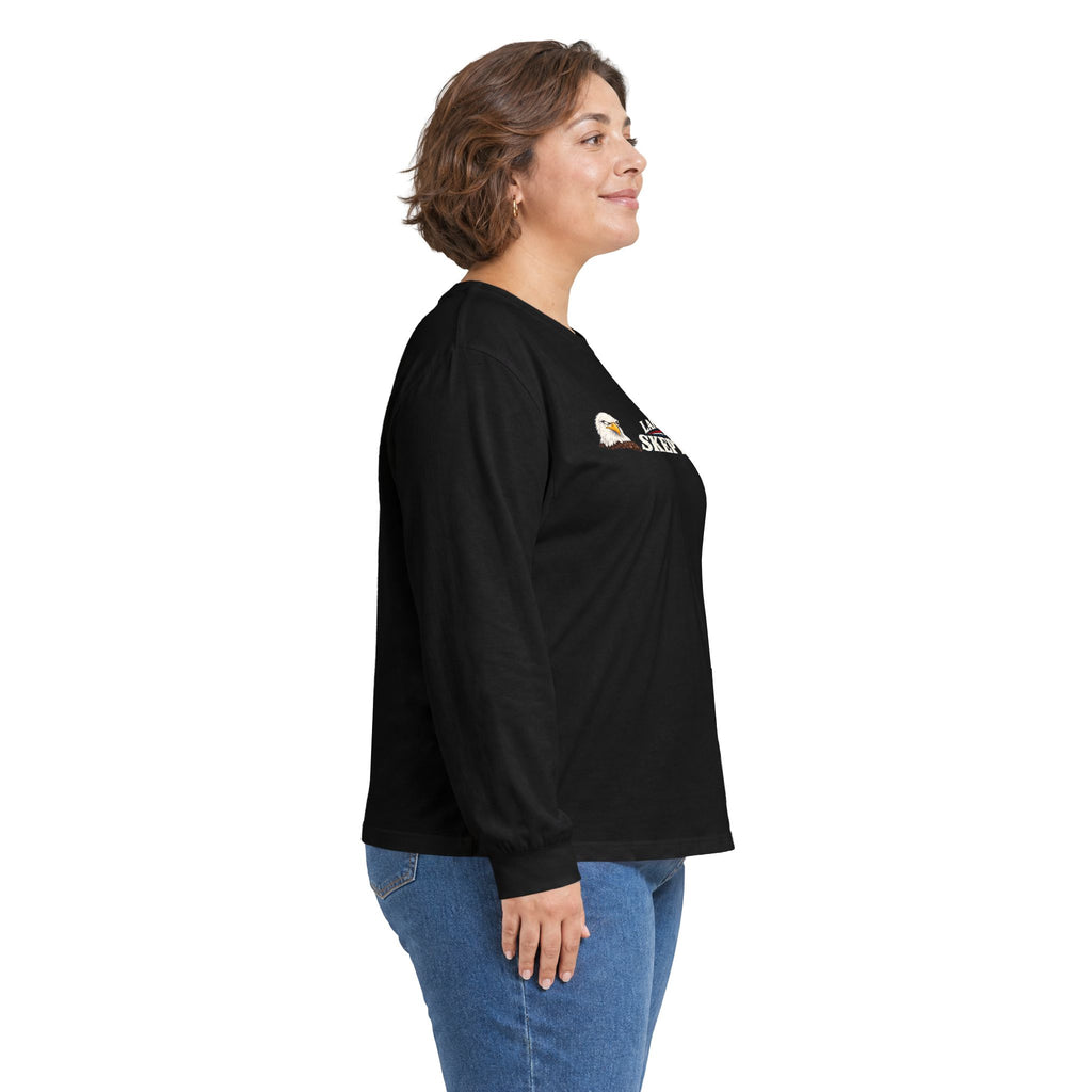 Land of the Skeptical Bald Eagle Long Sleeve T-Shirt | Patriotic Humor Tee