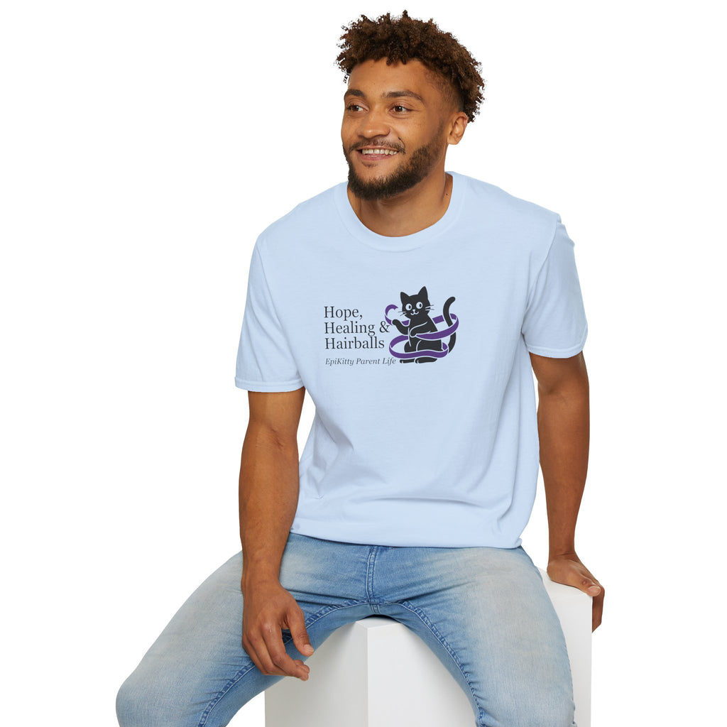 Hope, Healing & Hairballs Cat T-Shirt – Epikitty Parent Awareness Tee