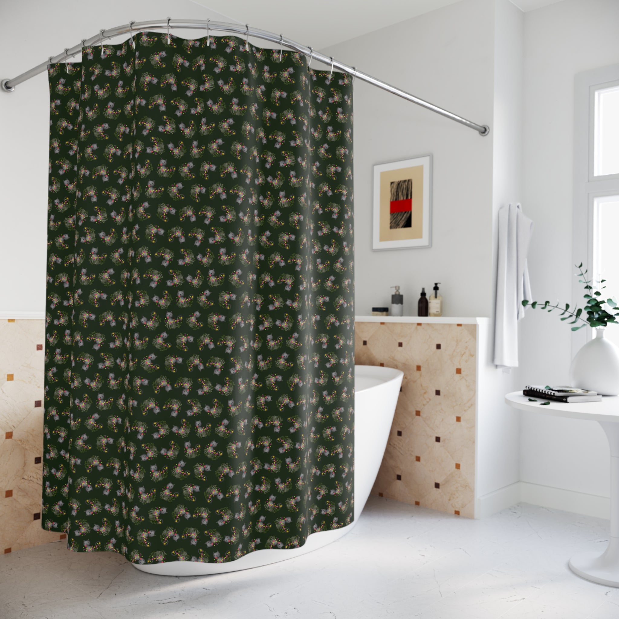 Cat Garden Night Shower Curtain