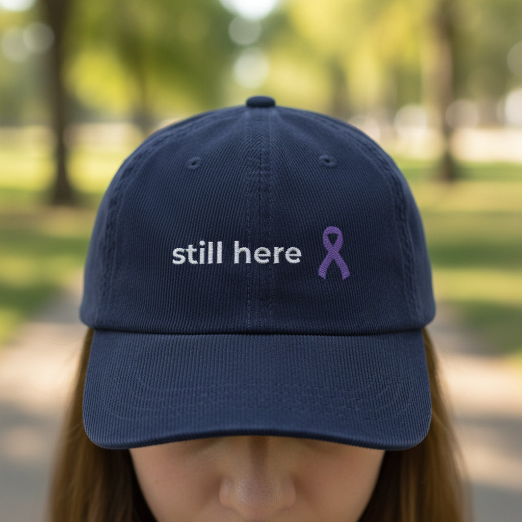 Still Here – Lavender Ribbon Embroidered Corduroy Cap