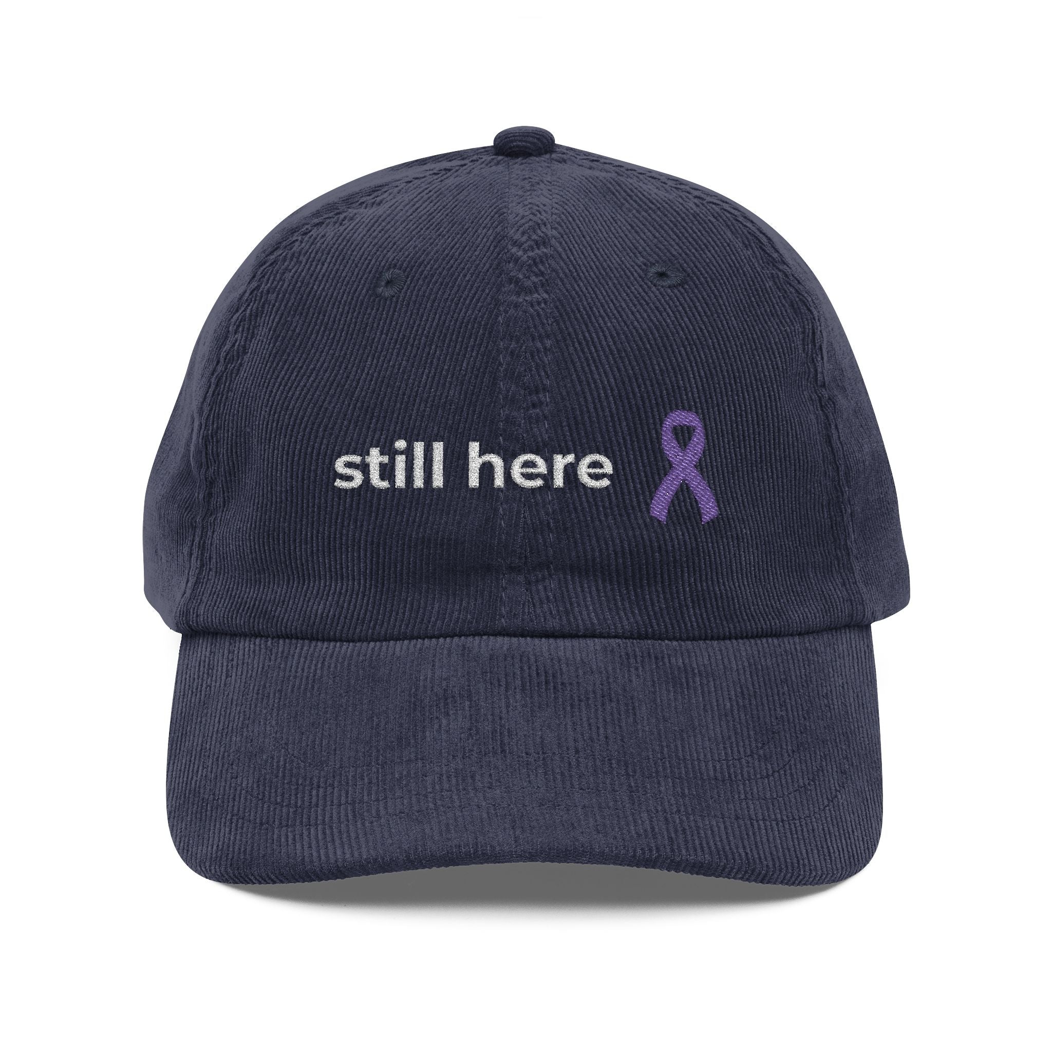 Still Here – Lavender Ribbon Embroidered Corduroy Cap