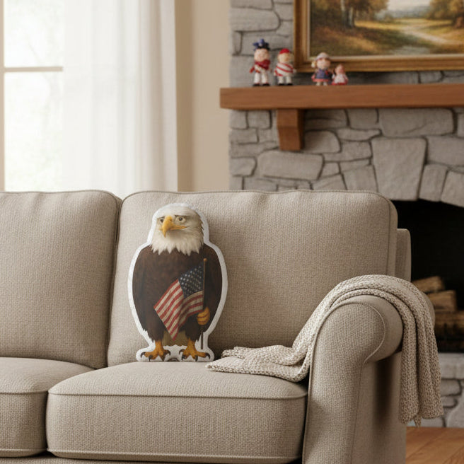E Pluribus… Sigh — Weary Bald Eagle Custom-Shaped Pillow