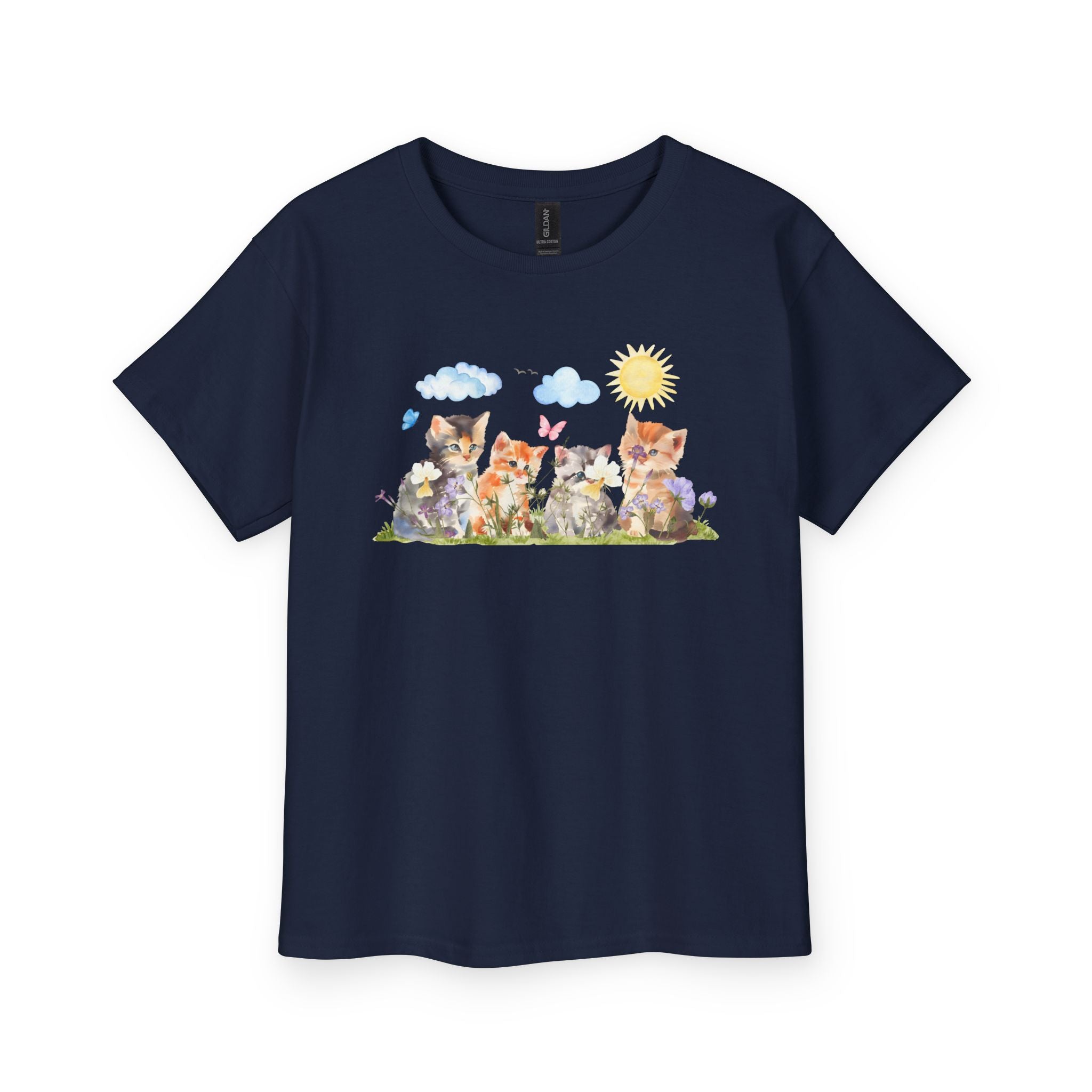 Watercolor Kittens in the Garden Kids’ T-Shirt