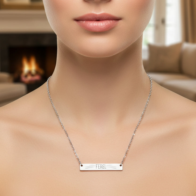 FEREL — Engraved Bar Necklace (Cat Love Edition)