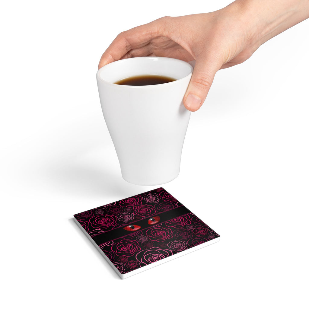 Mystery Cat Eyes Ceramic Coaster