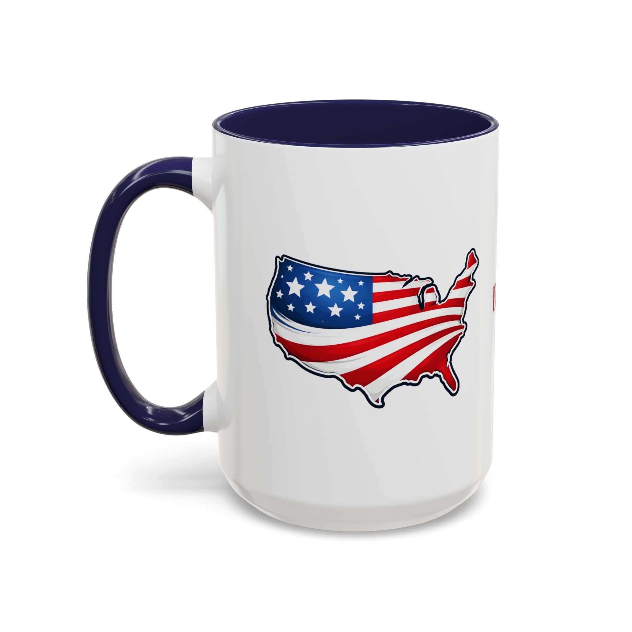 USA Map Patriotic Coffee Mug | Red Handle & Interior