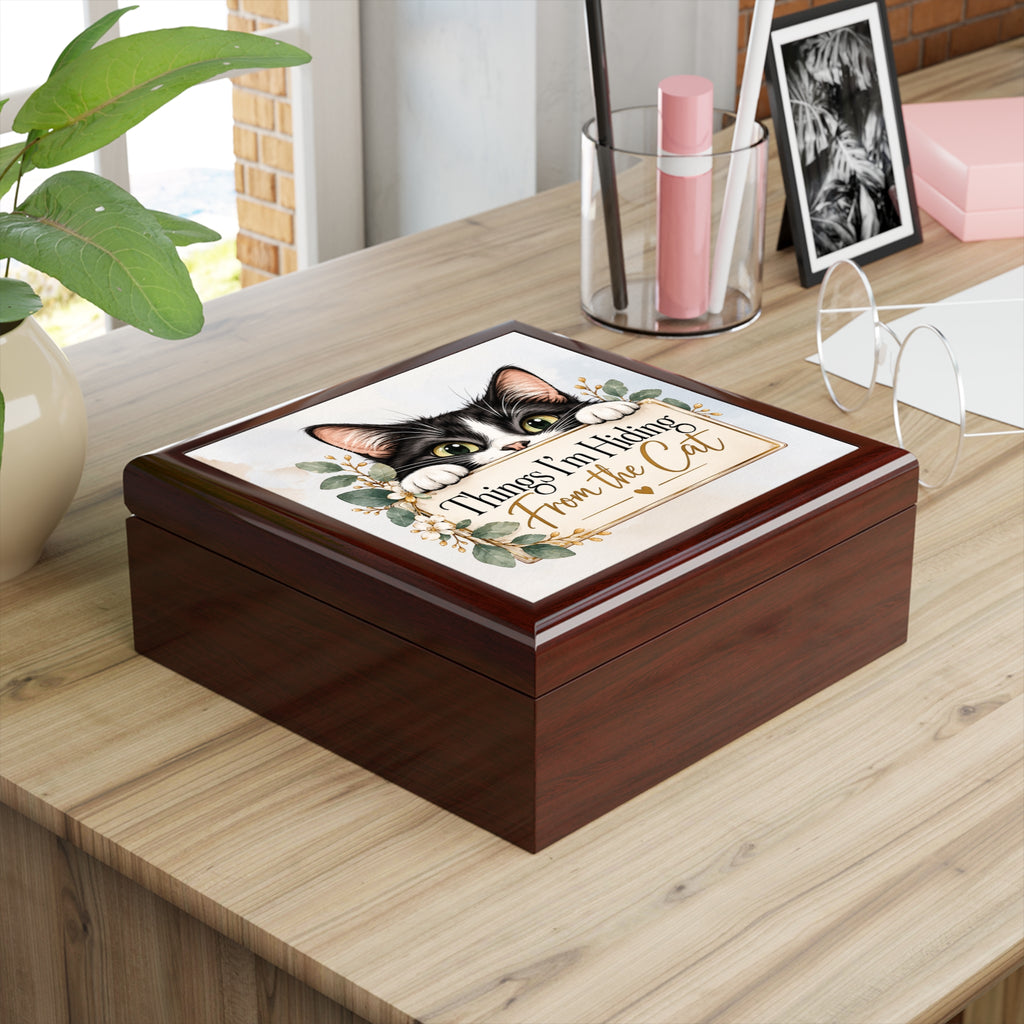 Things I’m Hiding From the Cat Keepsake Box | Funny Cat Lover Storage Box