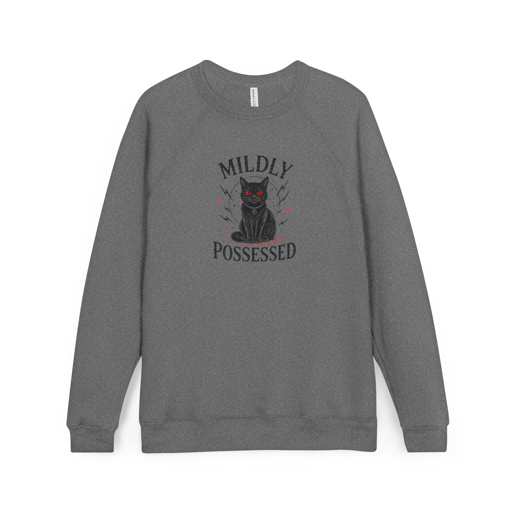 Mildly Possessed Black Cat Raglan Sweatshirt