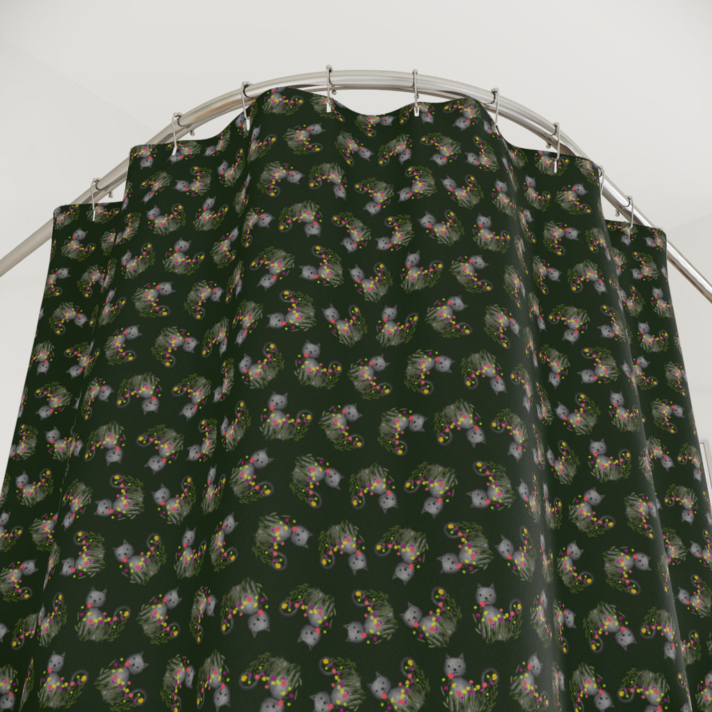 Cat Garden Night Shower Curtain