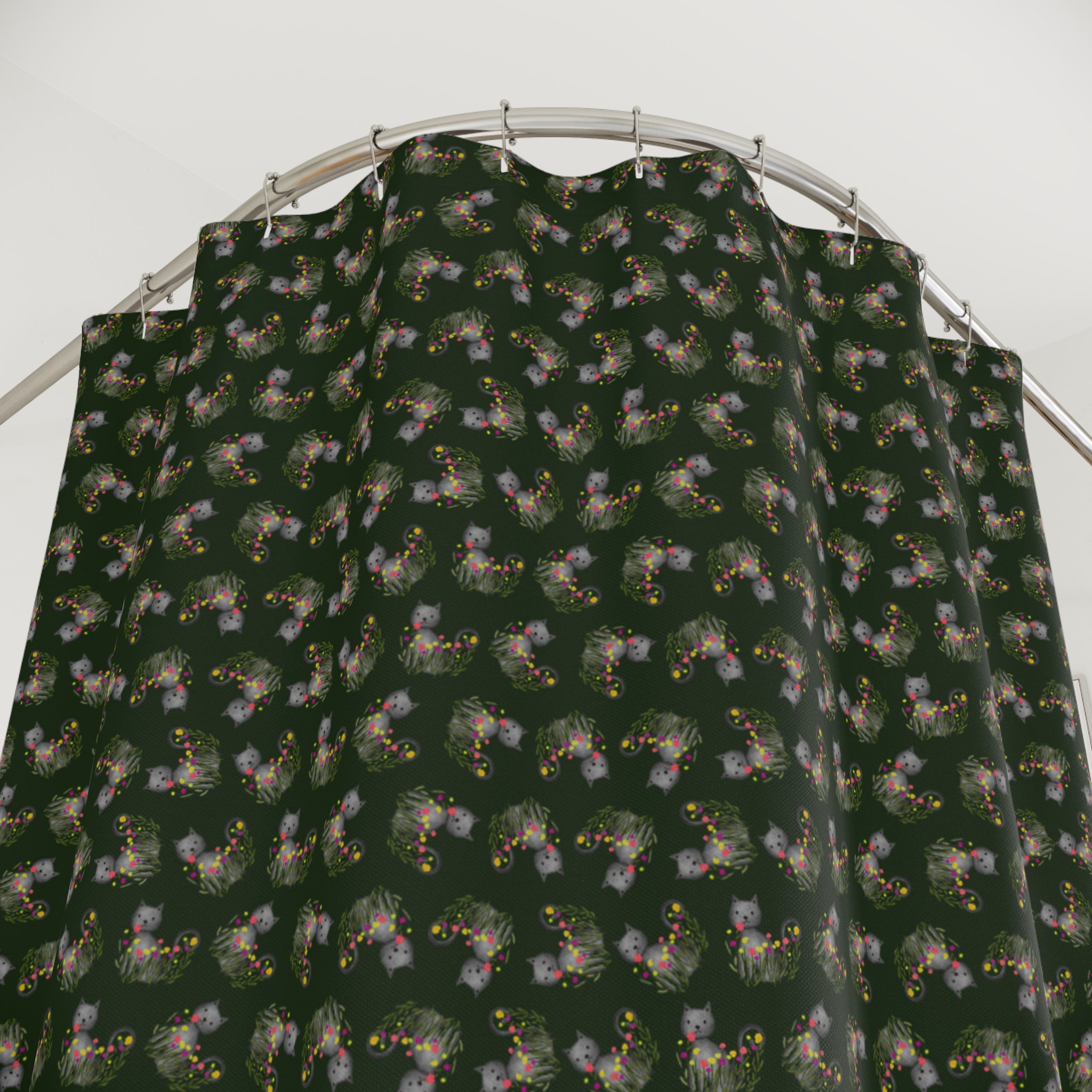 Cat Garden Night Shower Curtain