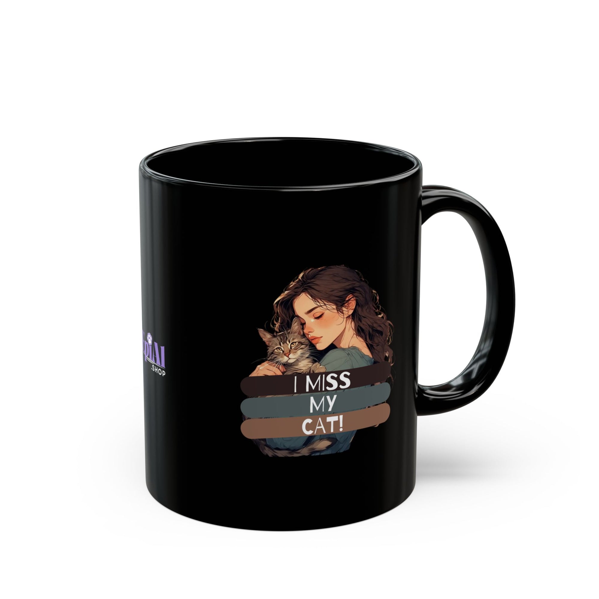 I Miss My Cat Black Mug