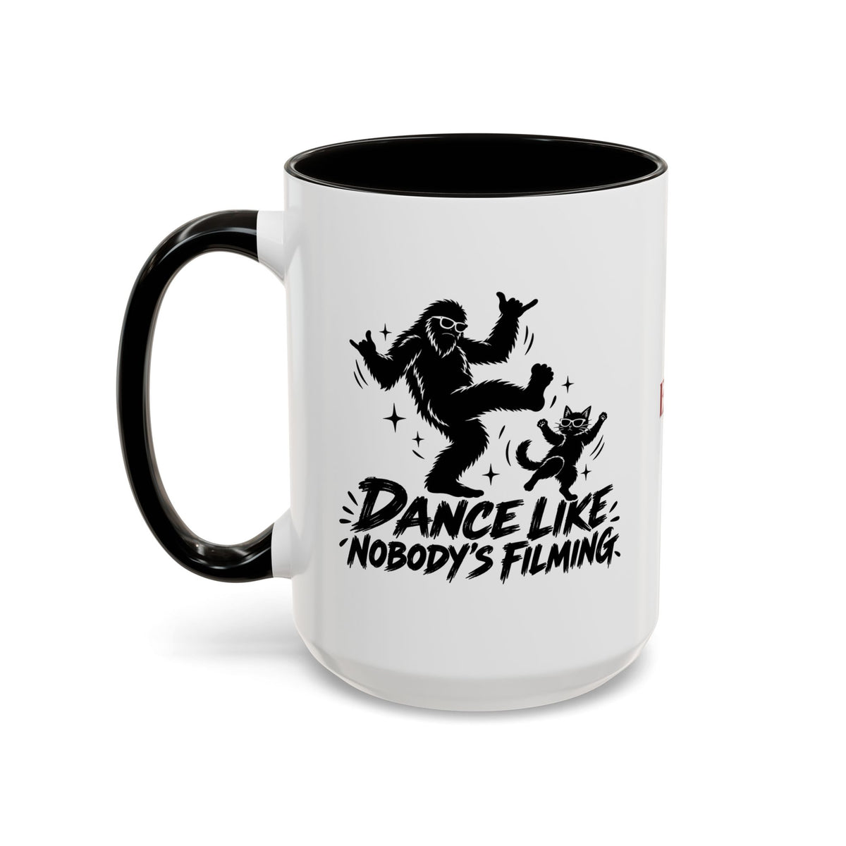 Dance Like Nobody's Filming | Funny Bigfoot & Cat Coffee Mug (11oz/15oz)