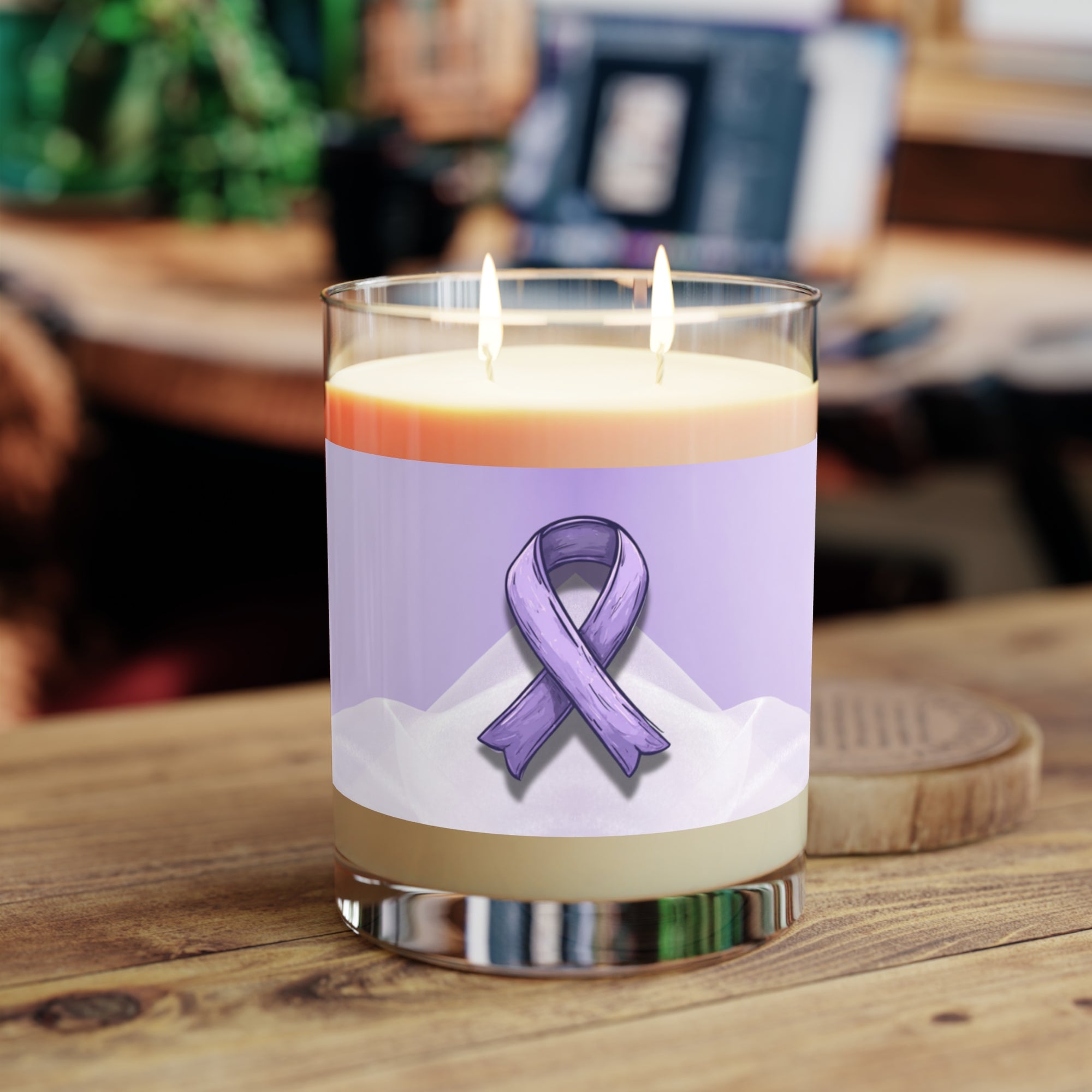 Sketchy Purple Ribbon Scented Candle, Gift for Epilepsy Warriors